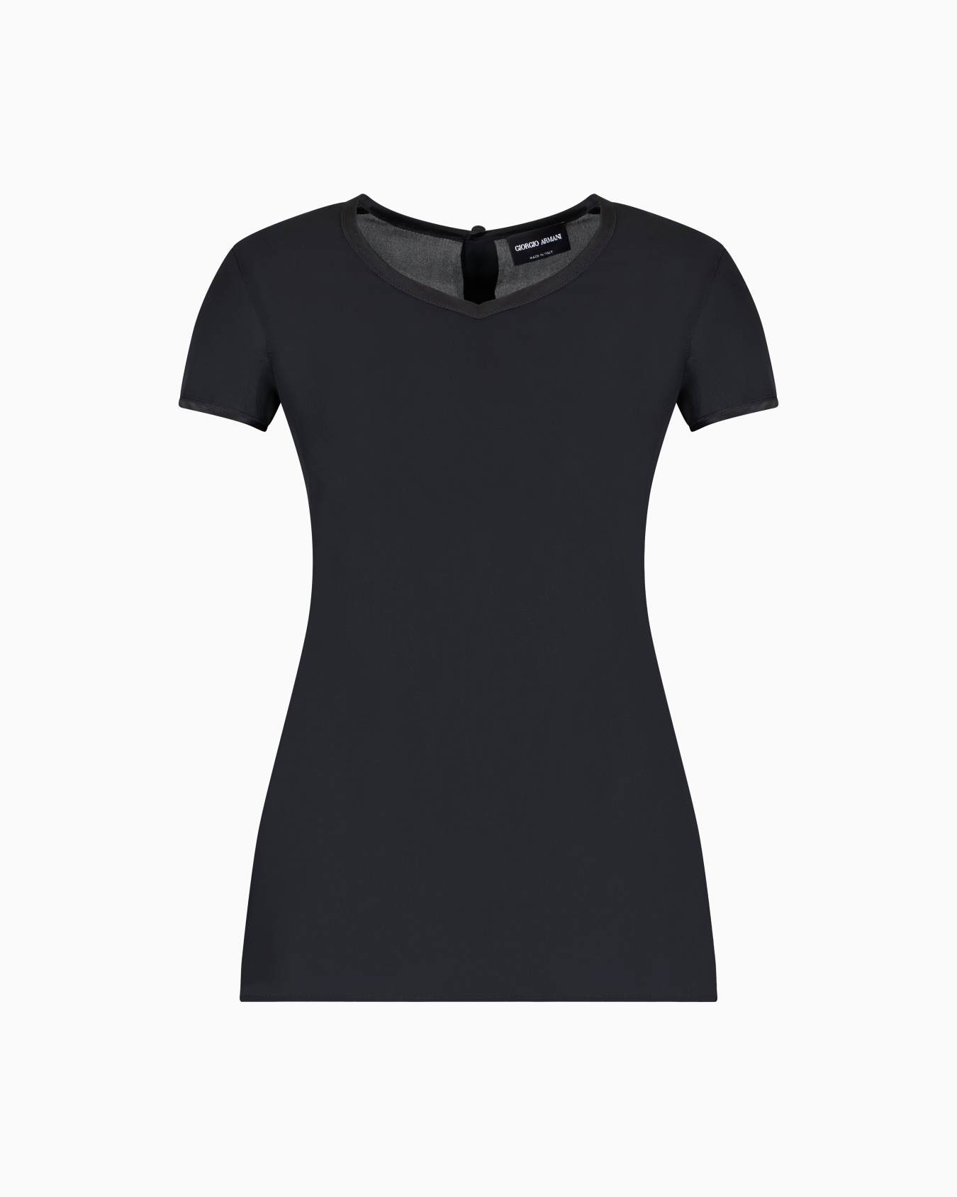 Silk charmeuse blouse with V neckline Slide 0