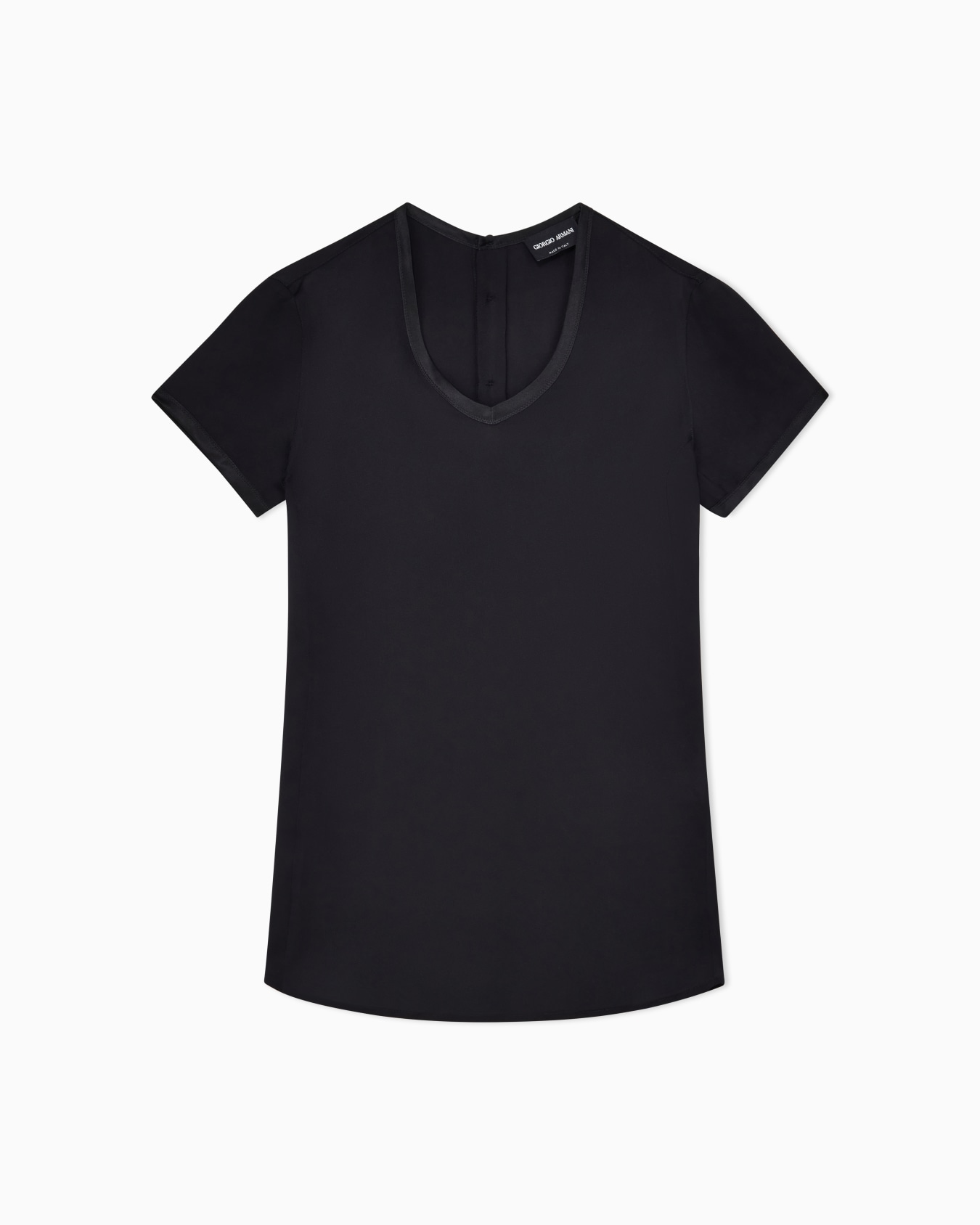 Silk charmeuse blouse with V neckline Slide 0