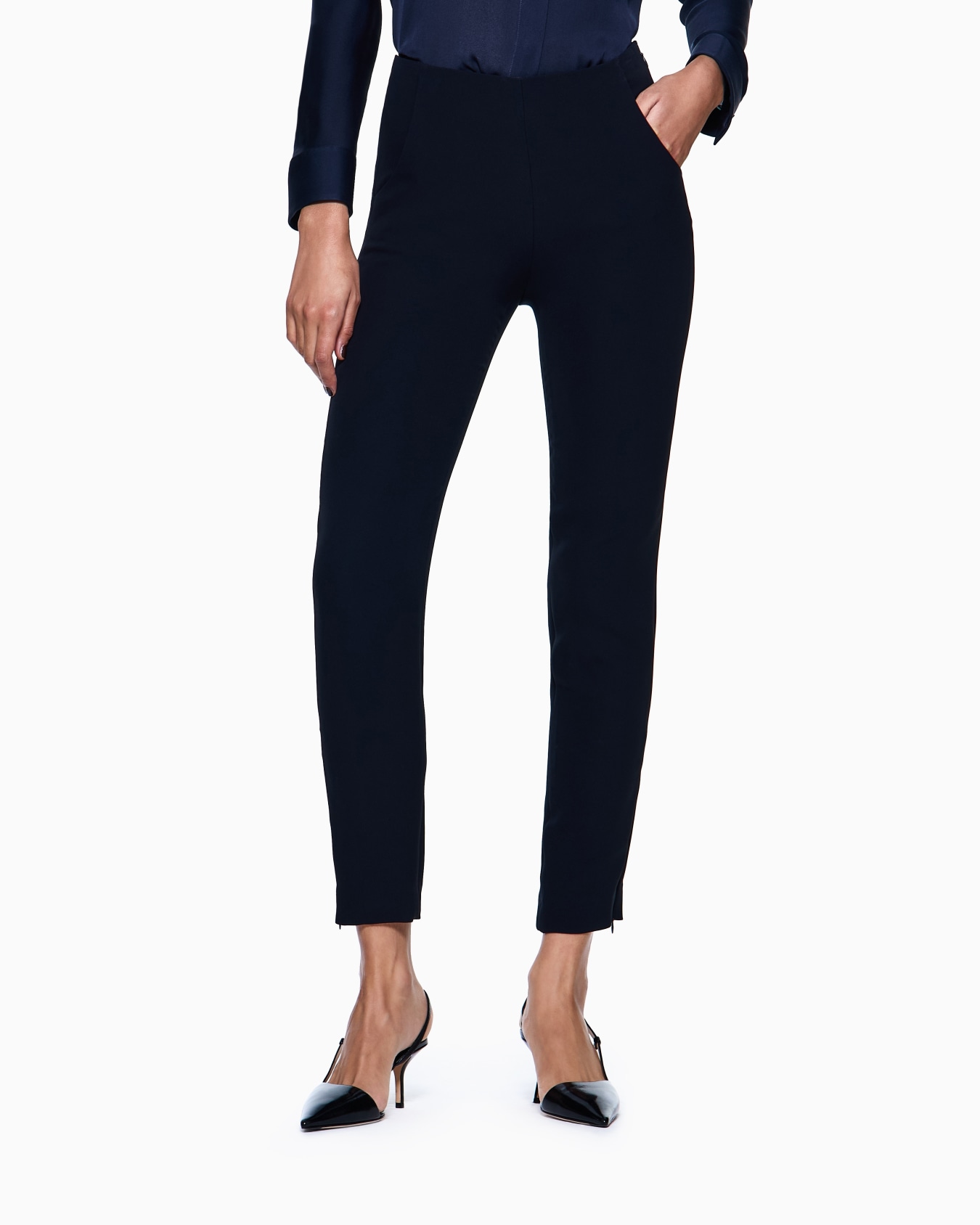 Pantalones pitillo de seda pura Diapositiva 3