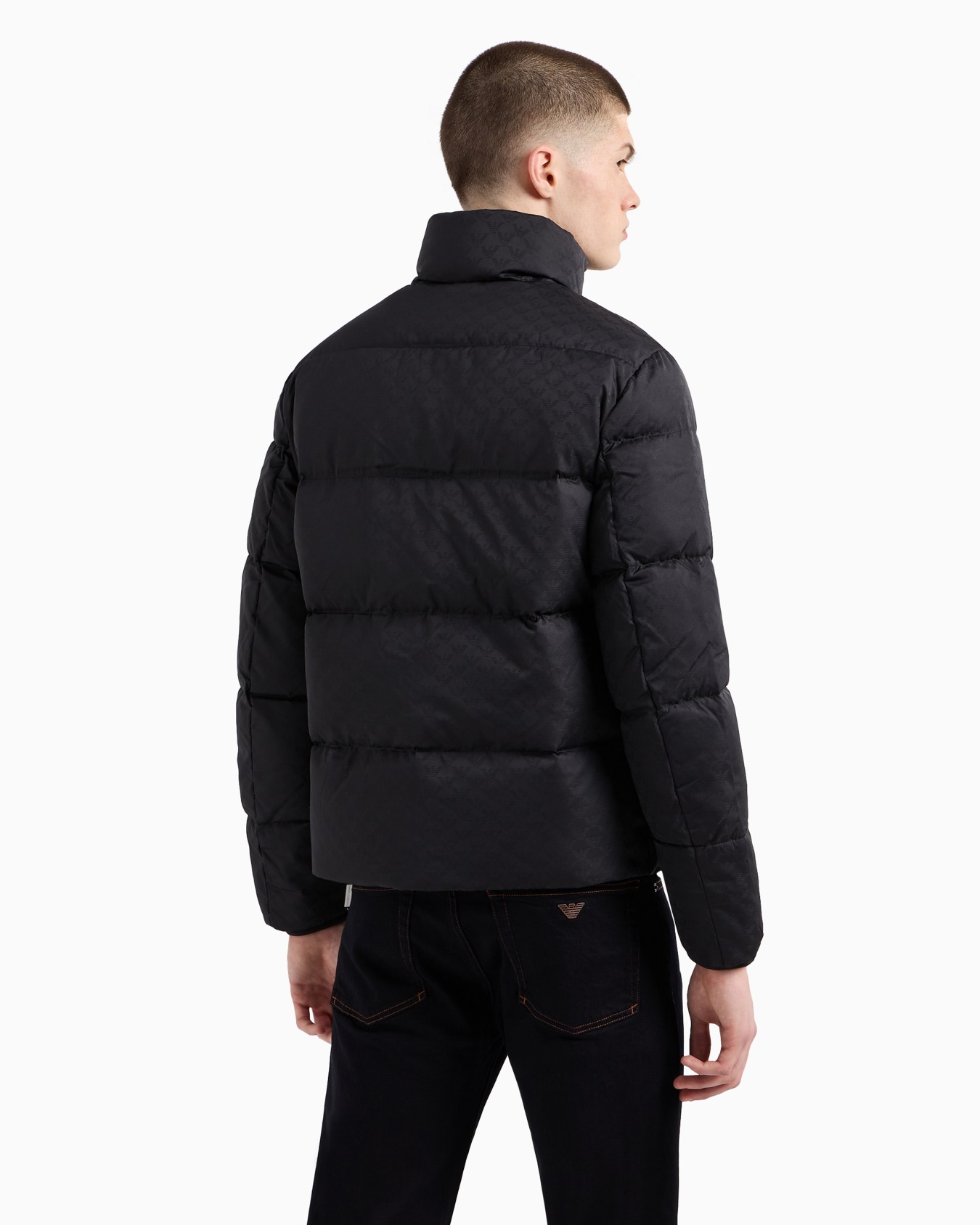 Chaqueta de plumas acolchada con águila integral en tejido jacquard Diapositiva 2