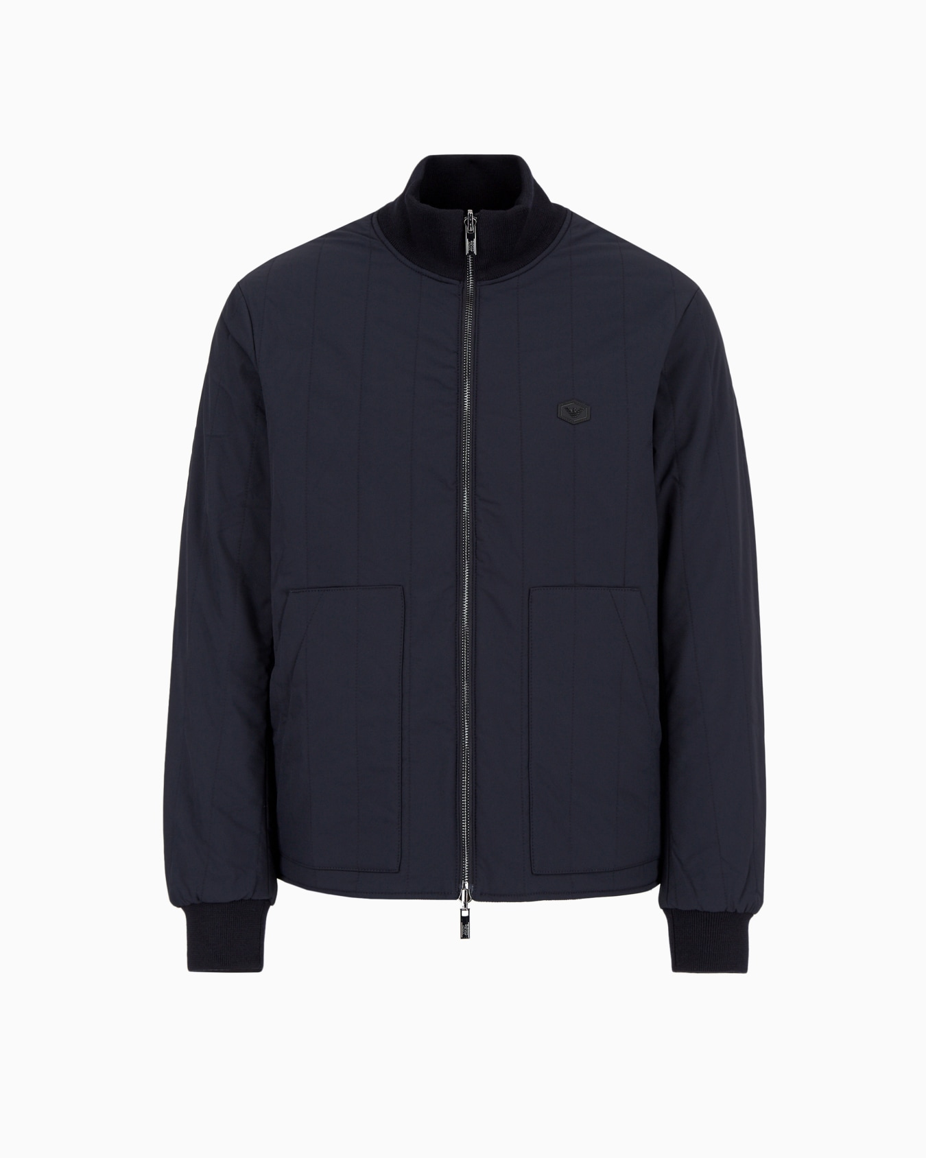 Quilted nylon and knit reversible blouson with logo patch Slide 0