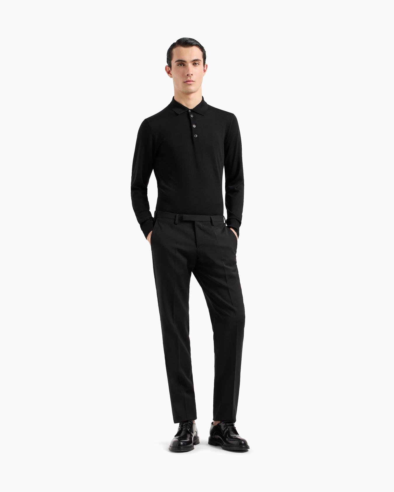 Virgin-wool jumper with polo-shirt collar Slide 1
