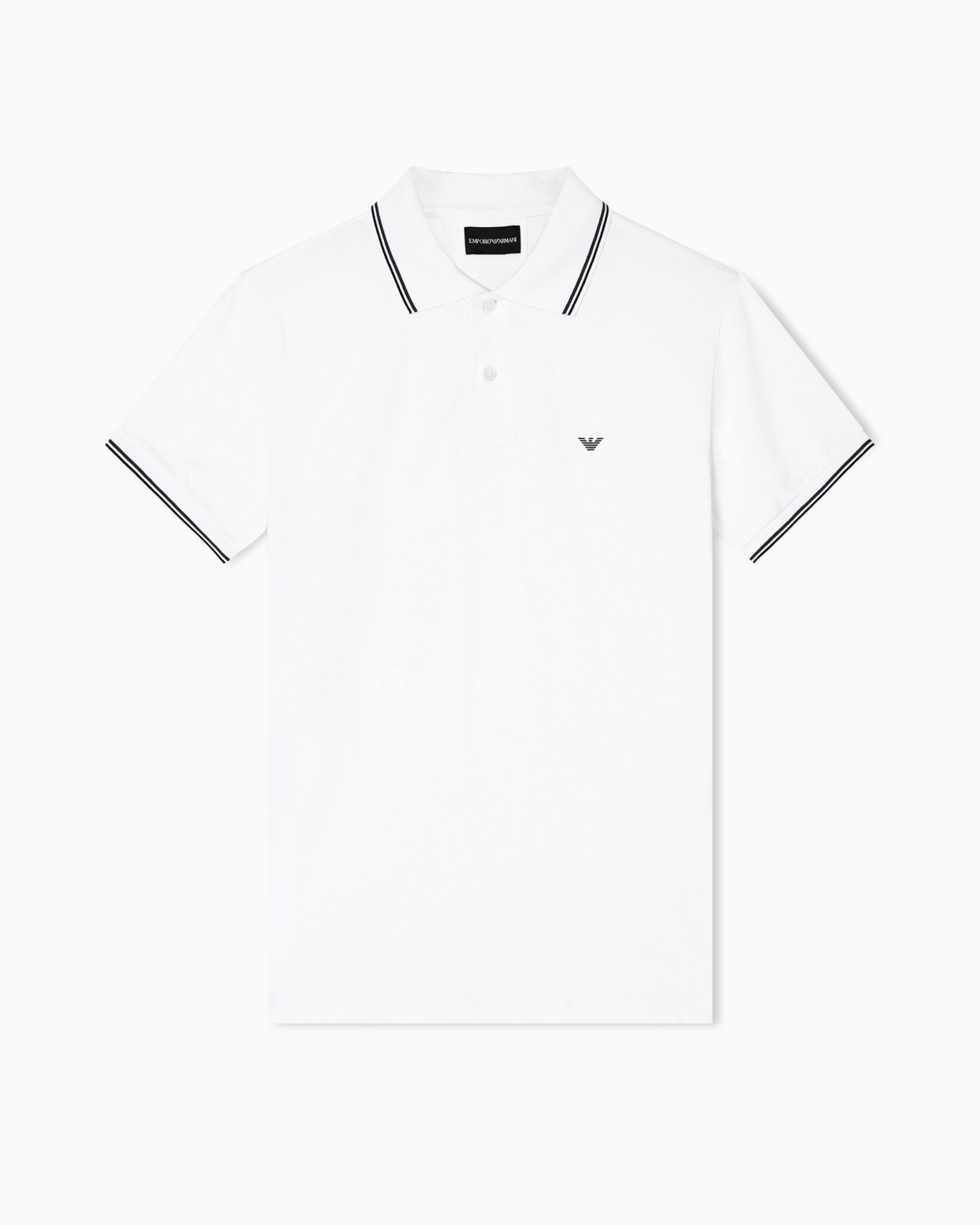 Slim-fit stretch piqué polo shirt with micro eagle Slide 0