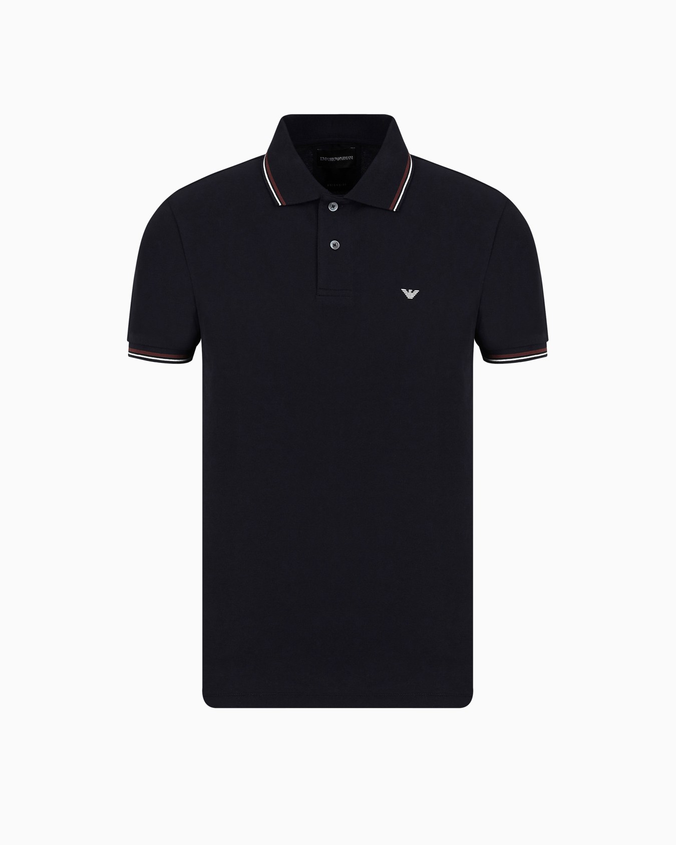 Polo slim fit de piqué elástico con microáguila Diapositiva 0