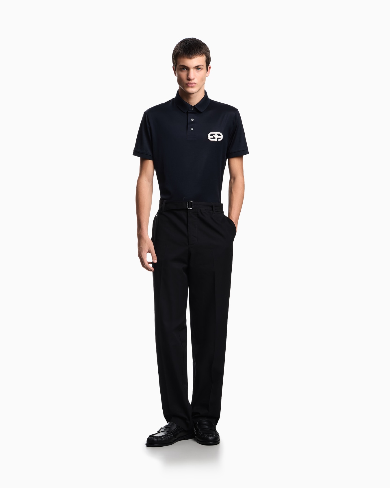Polo en punto de mezcla de lyocell con logotipo EA bordado en relieve  Diapositiva 1