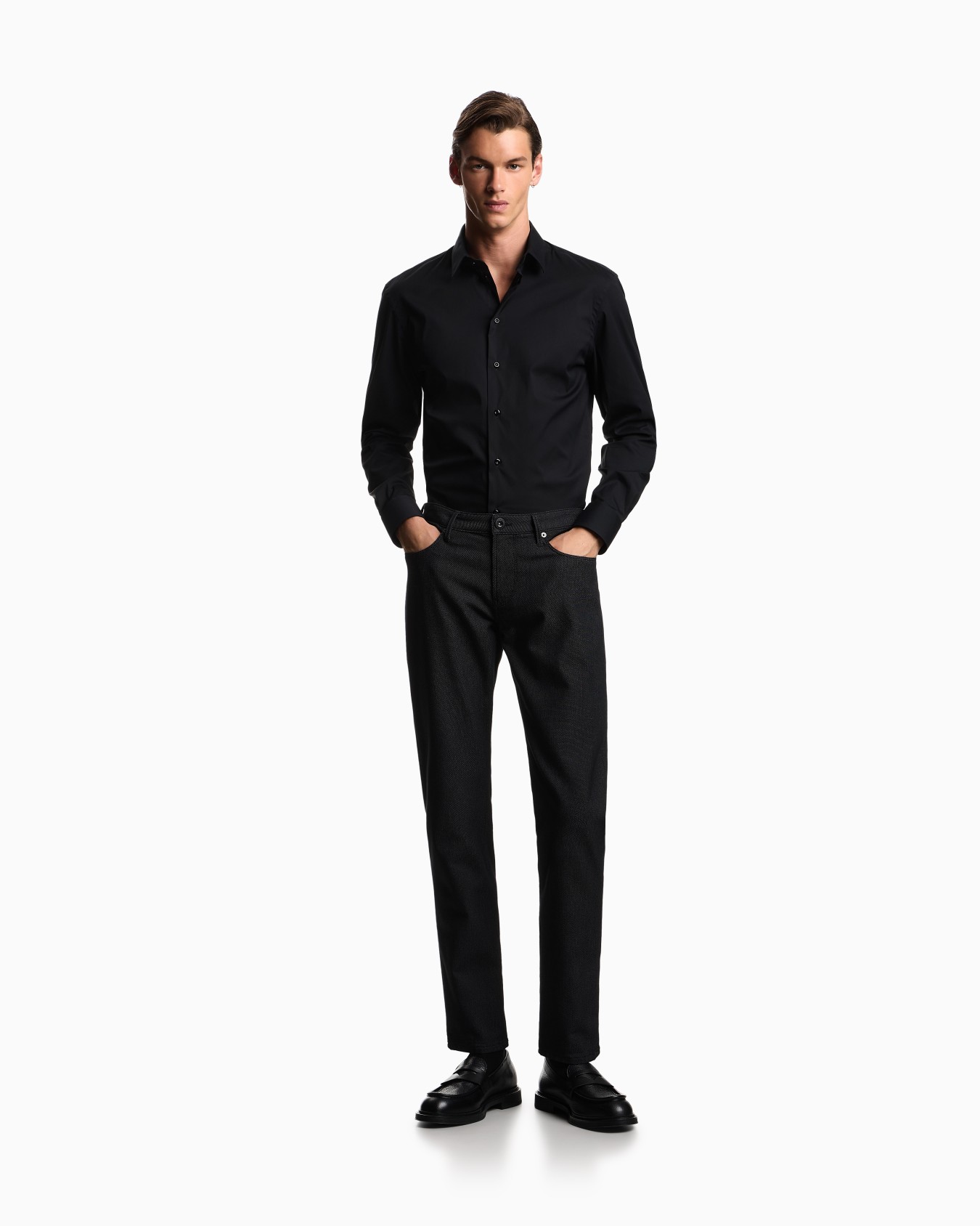 Pantalones J06 slim fit de mezcla de algodón microestructurado a lunares Diapositiva 1