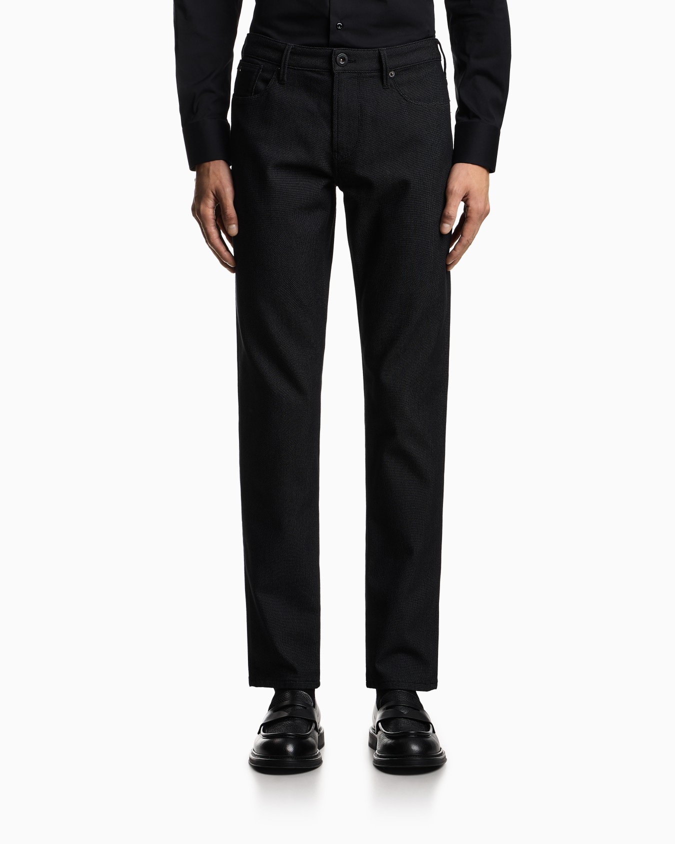 Pantalones J06 slim fit de mezcla de algodón microestructurado a lunares Diapositiva 3