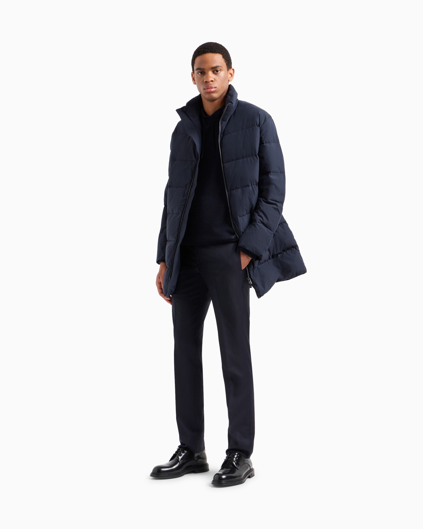 Oversized, quilted nylon, full-zip puffer jacket Slide 1