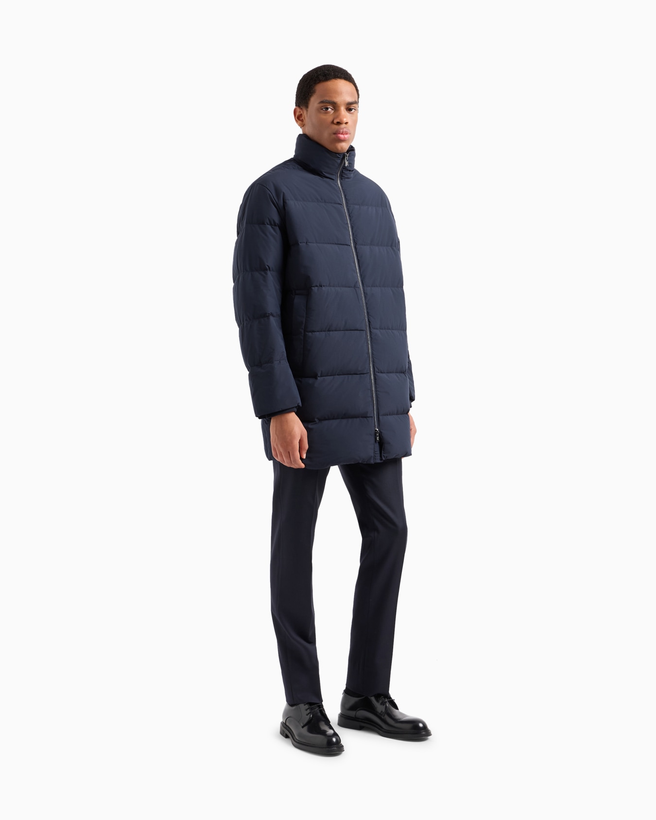 Oversized, quilted nylon, full-zip puffer jacket Slide 3