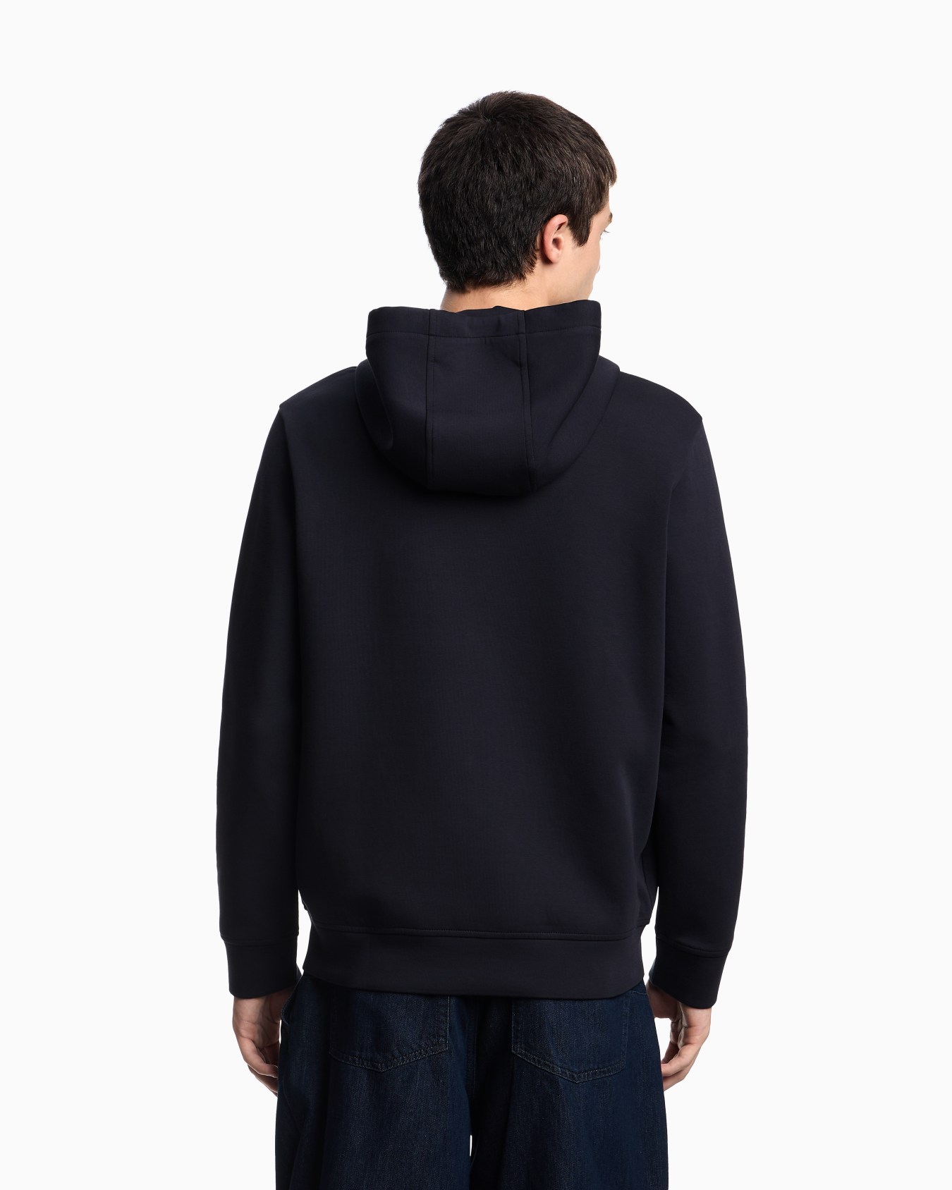 Double-jersey zip-up hooded sweatshirt with embossed, embroidered EA logo Slide 2