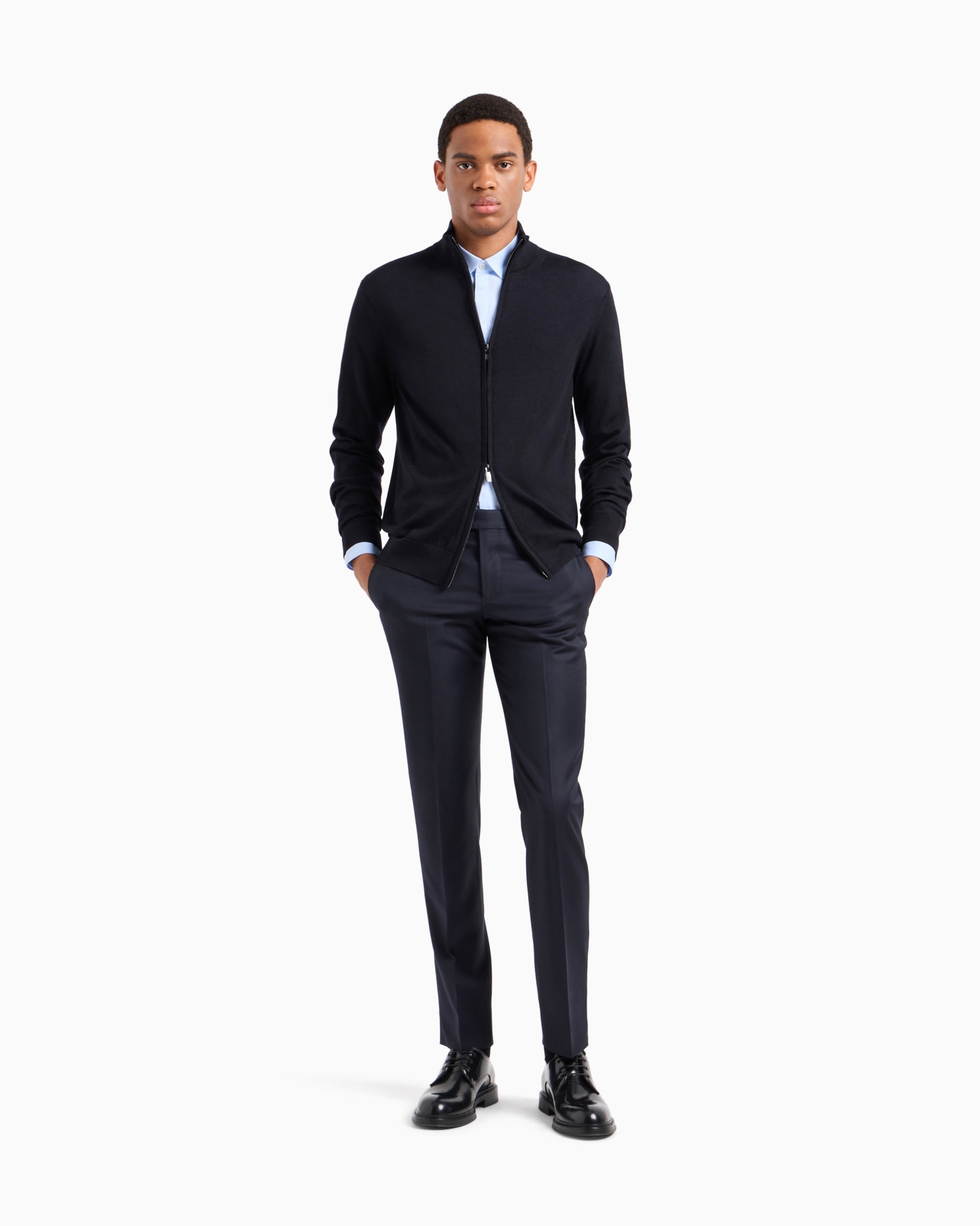 Cardigan entièrement zippé en laine vierge Diapositive 1