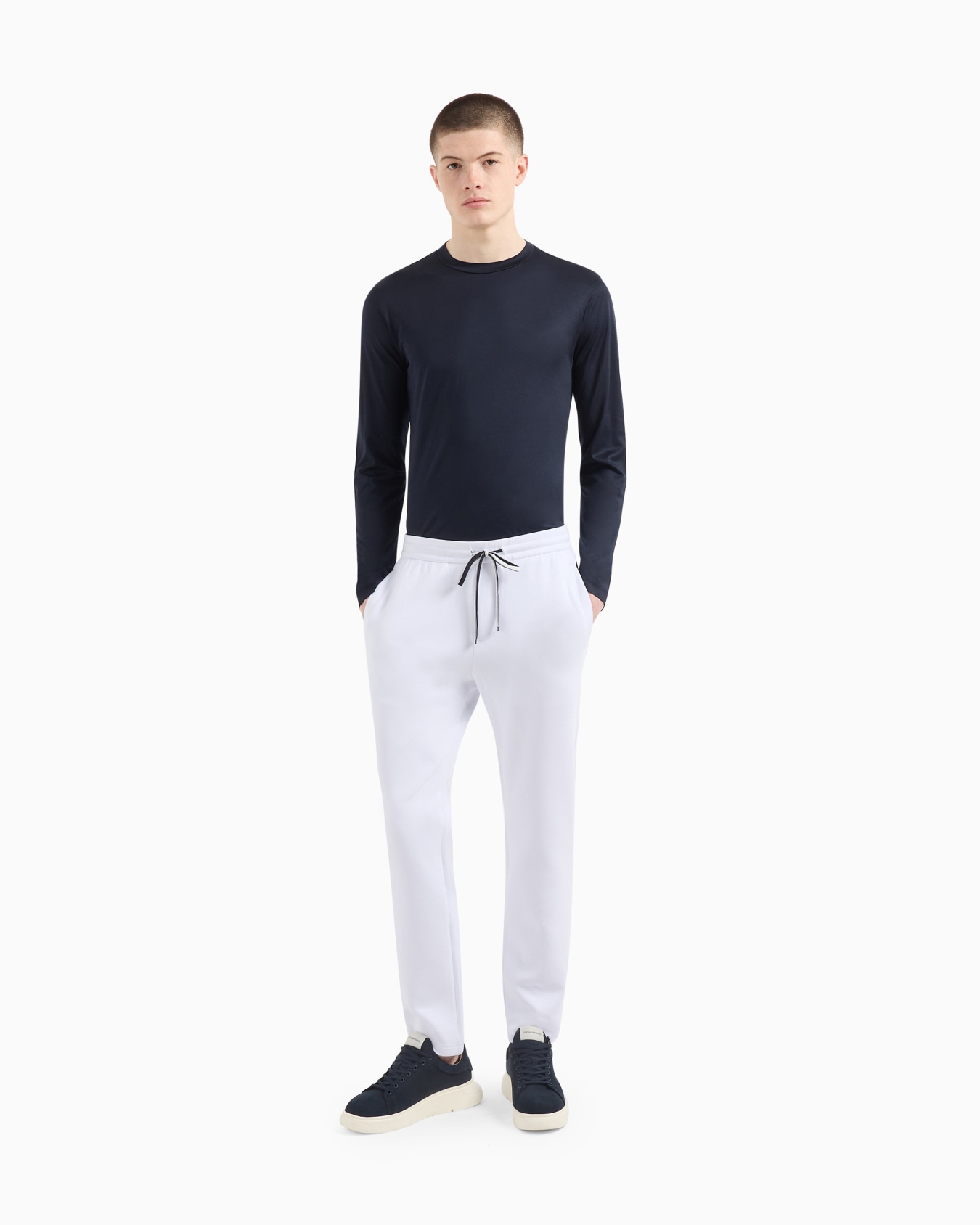 Double-jersey joggers with eagle logo patch Slide 1
