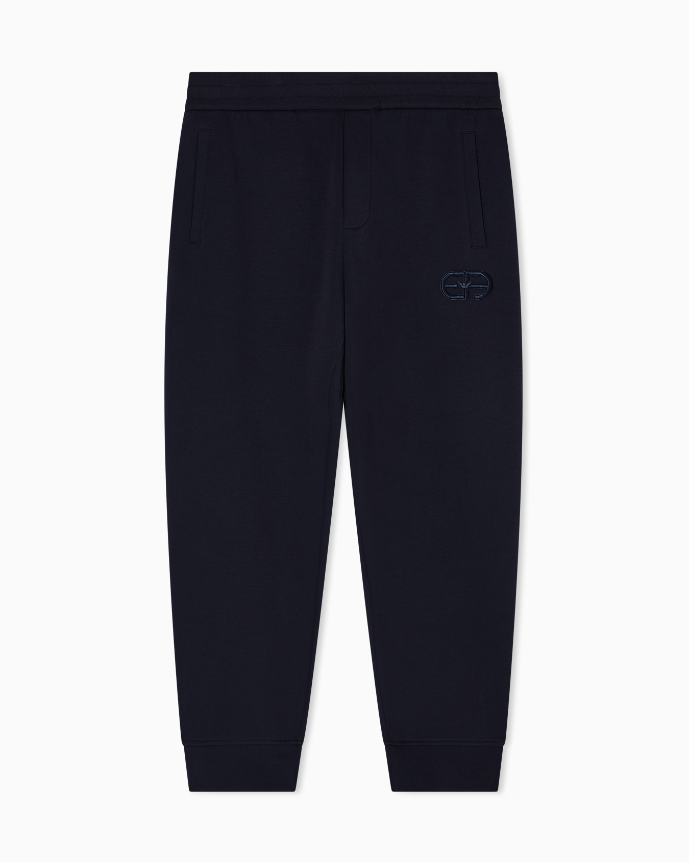 Double-jersey joggers with embossed embroidered EA logo Slide 0