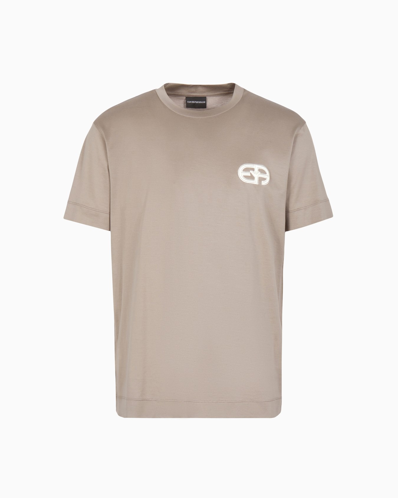 Camiseta en punto de mezcla de lyocell con logotipo EA bordado en relieve  Diapositiva 0