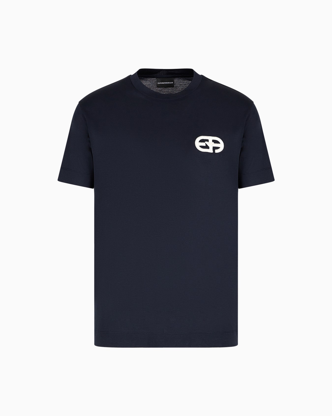 Camiseta en punto de mezcla de lyocell con logotipo EA bordado en relieve  Diapositiva 0