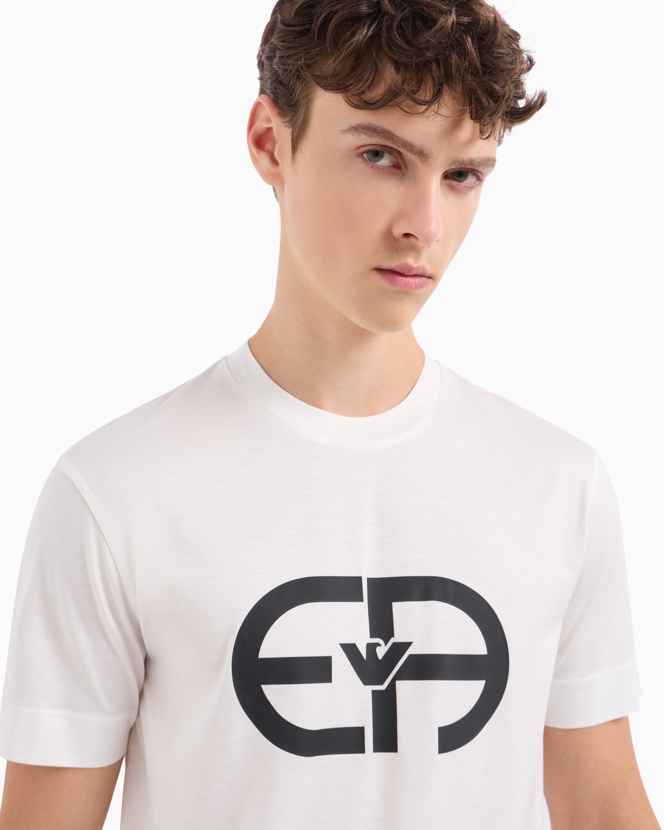 Lyocell-blend jersey T-shirt with oversized EA logo Slide 4