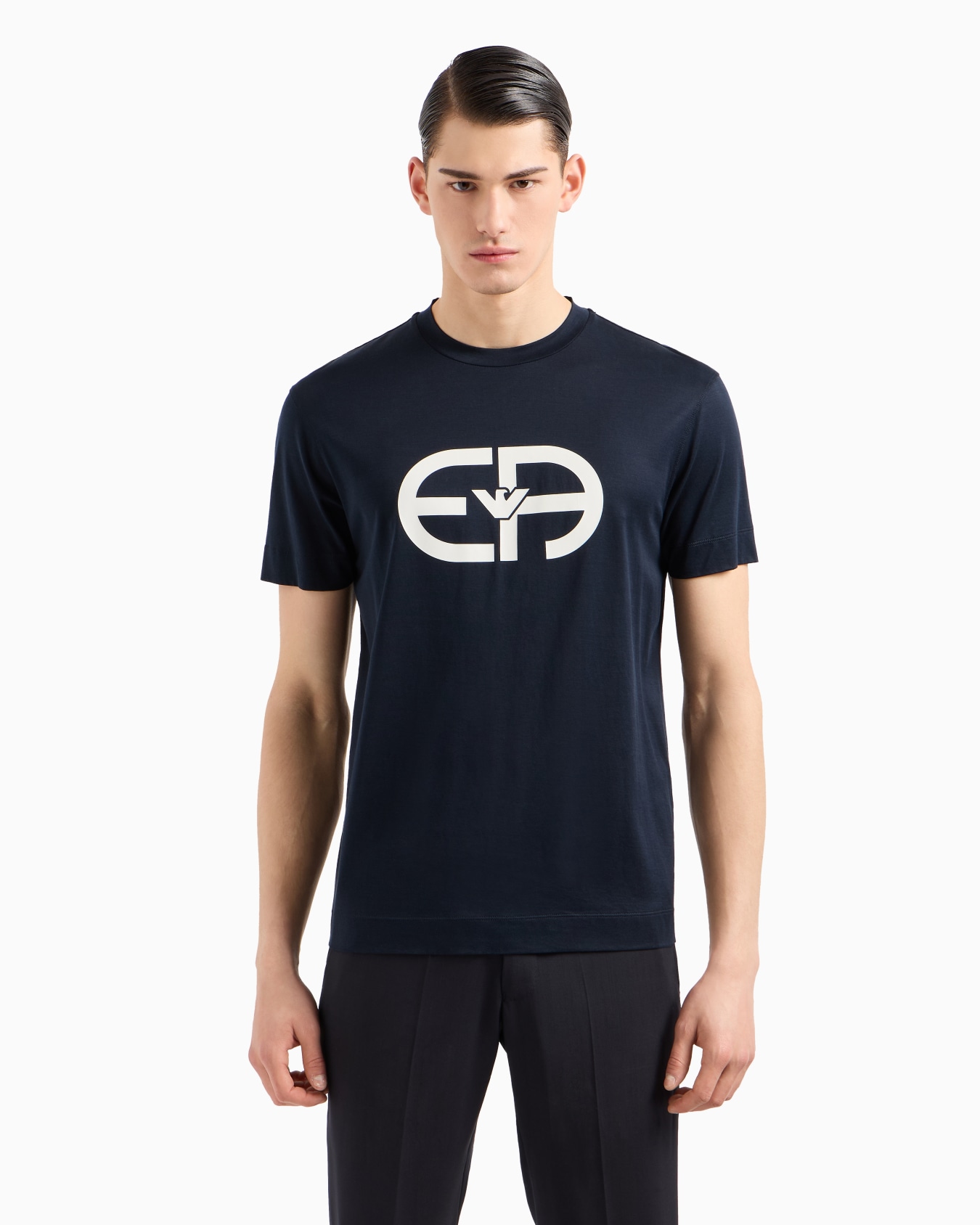  Lyocell-blend jersey T-shirt with oversized EA logo Slide 3