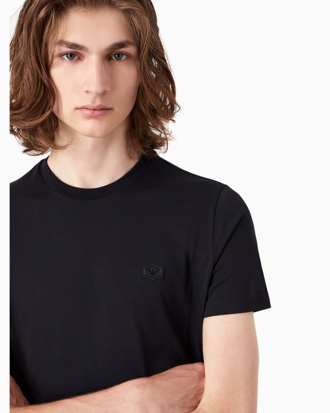 Supima jersey T-shirt with micro logo patch Slide 5