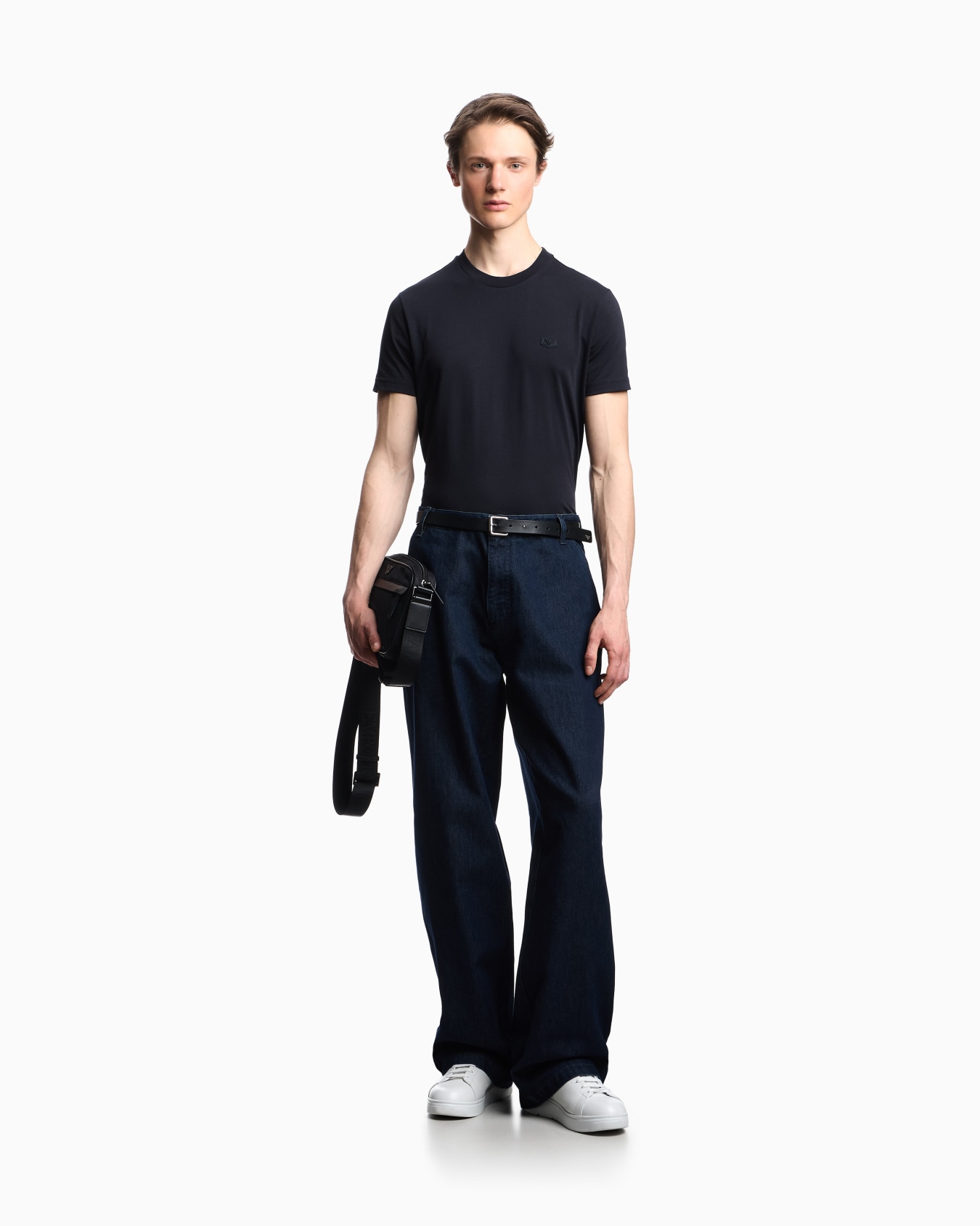 Supima jersey T-shirt with micro logo patch Slide 1
