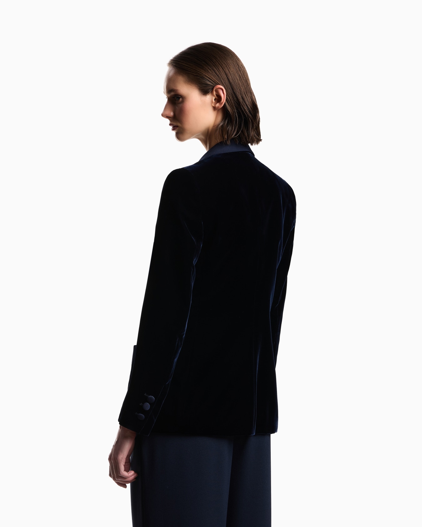 Single-breasted blazer in velvet Slide 5