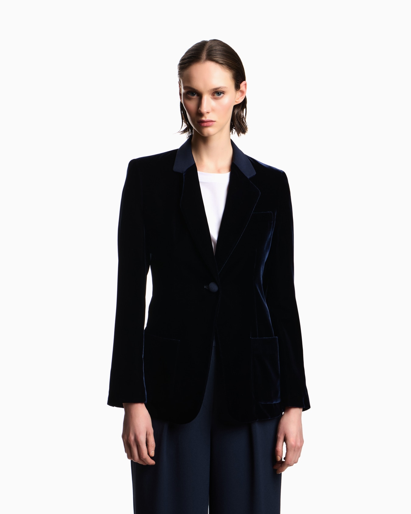 Single-breasted blazer in velvet Slide 3