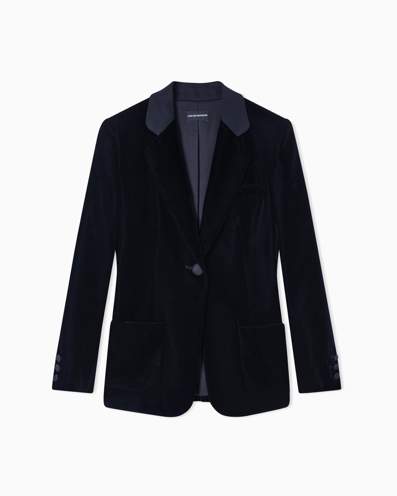 Single-breasted blazer in velvet Slide 0