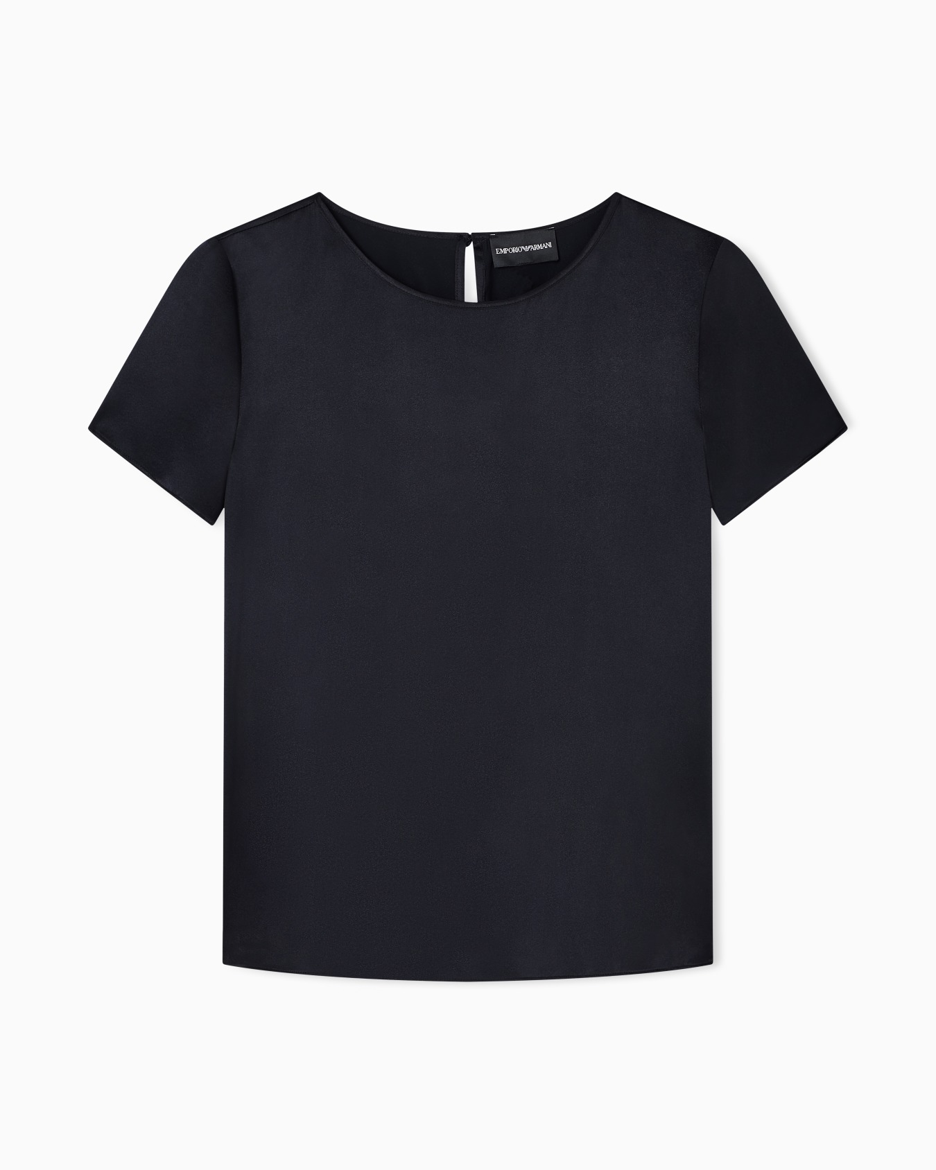 Short-sleeved silk satin blouse Slide 0