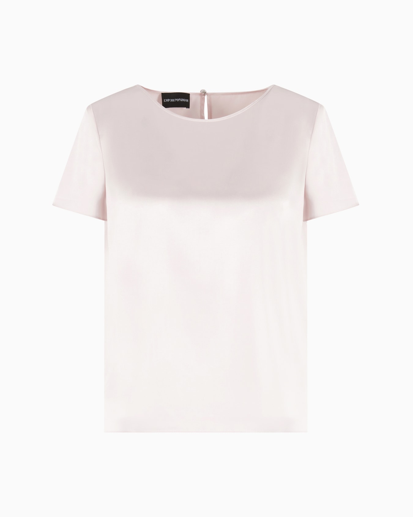 Short-sleeved silk satin blouse Slide 0