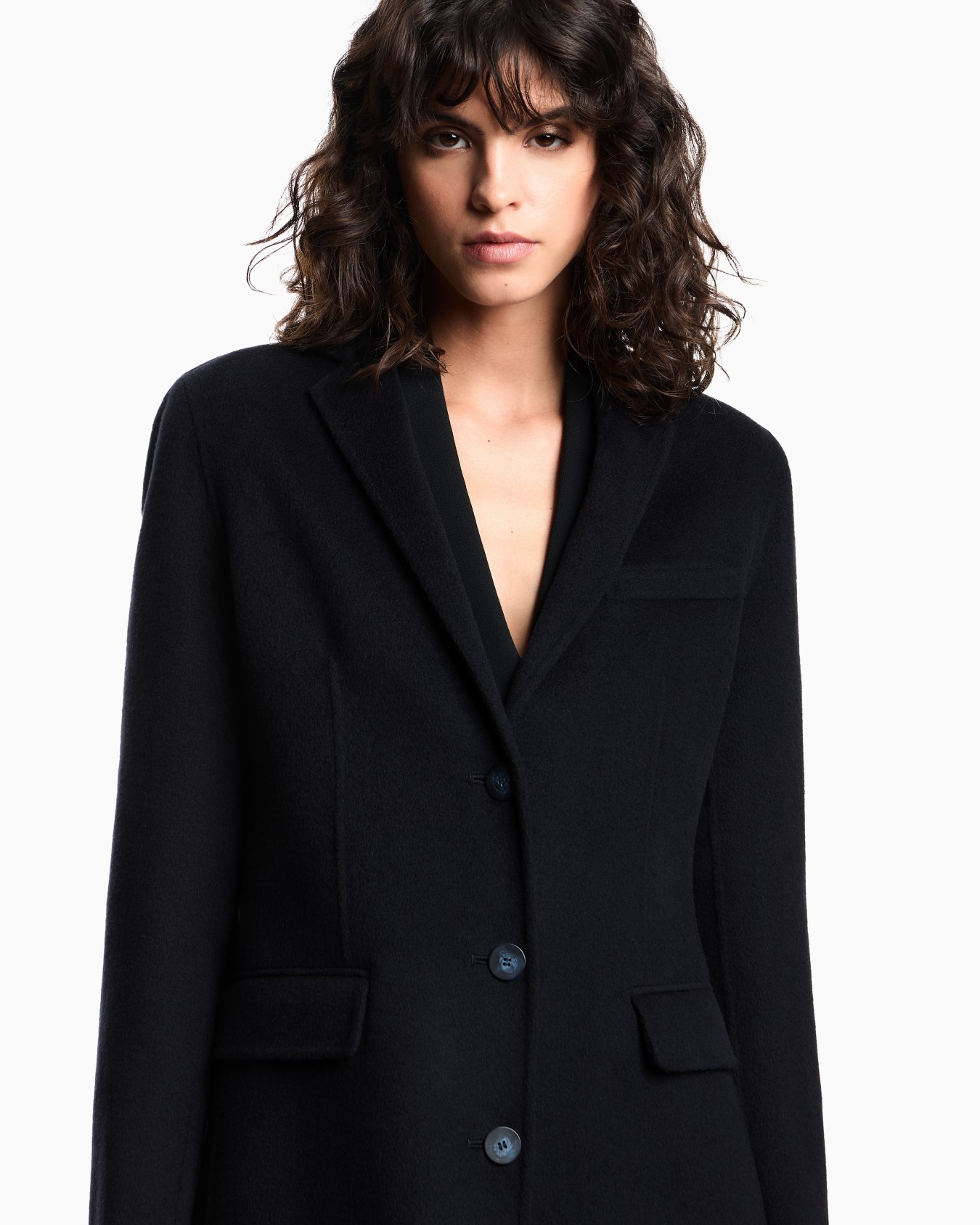 Pure cashmere, lapelled mid-length coat Slide 3