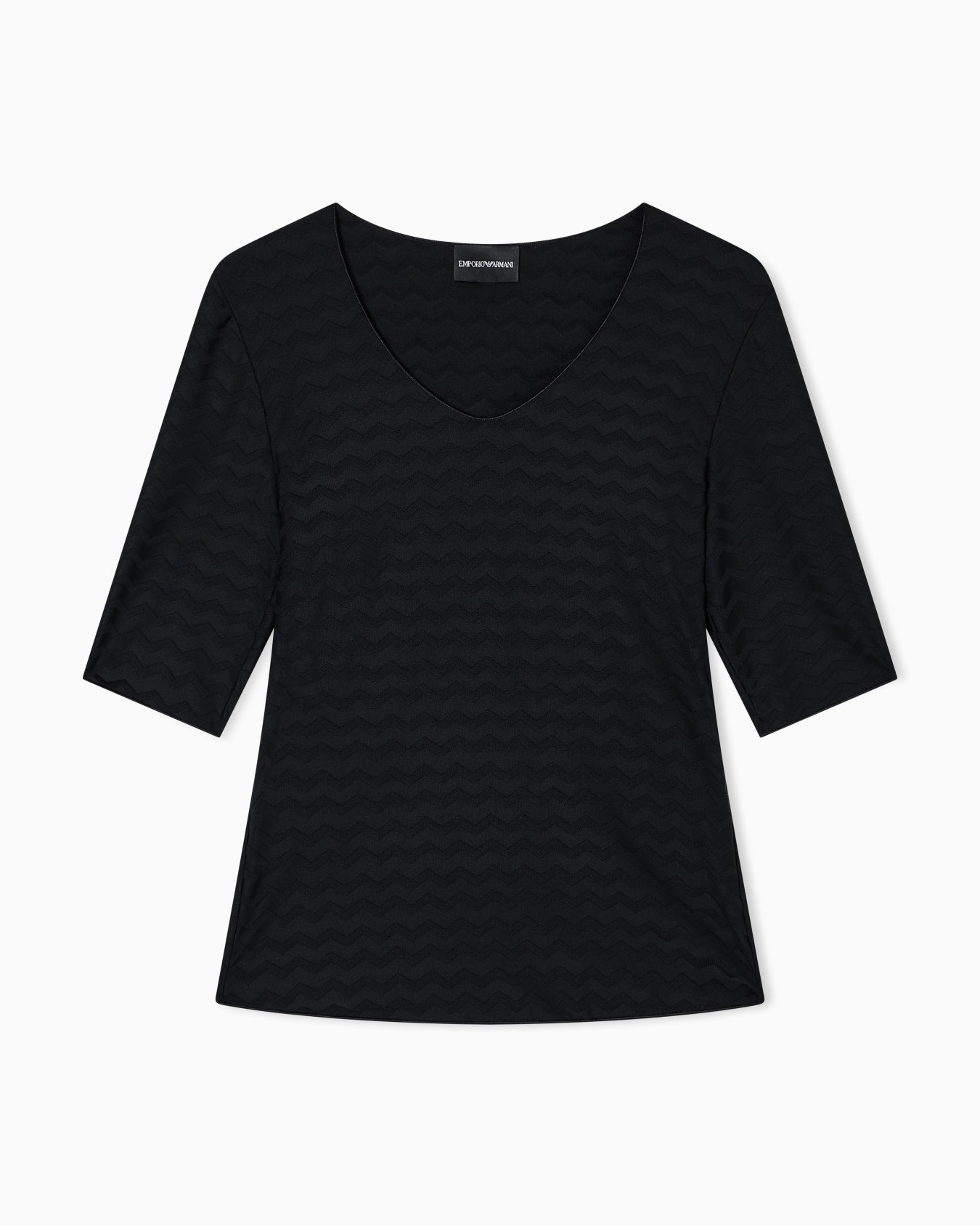 Two-way stretch jacquard motif nylon-jersey V-neck jumper Slide 0