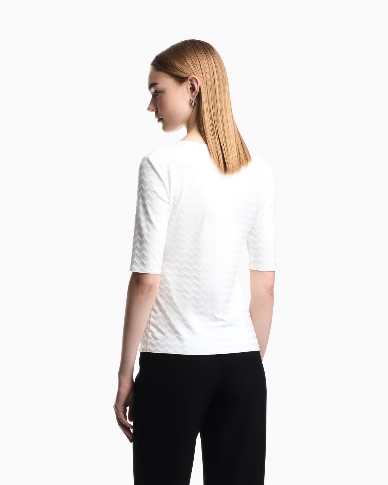 Two-way stretch jacquard motif nylon-jersey V-neck jumper Slide 5