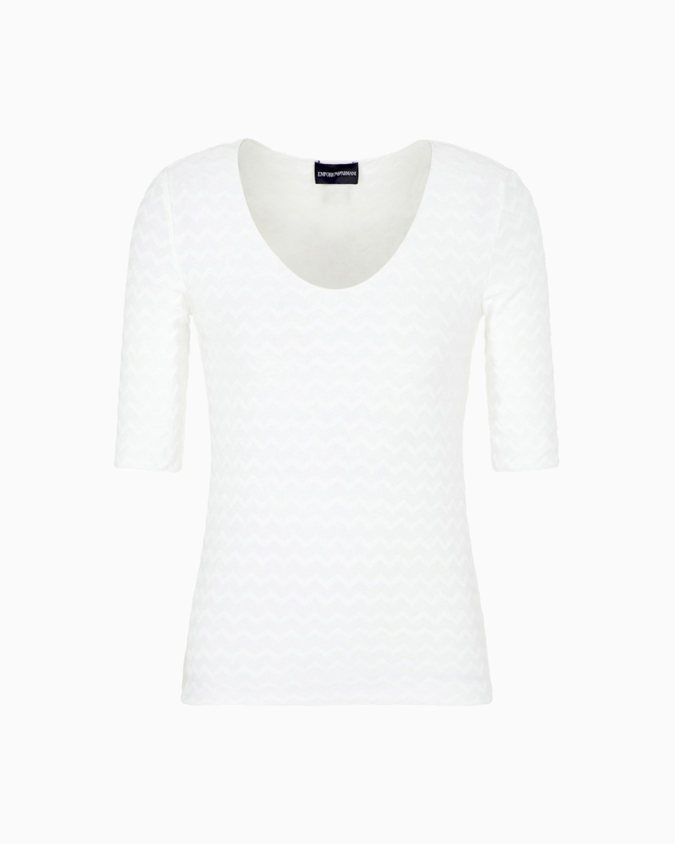 Pull à col V en jersey de nylon bi-stretch avec motif jacquard Diapositive 0