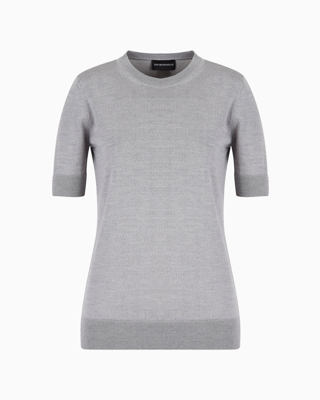 Short-sleeved jumper in plain-knit pure virgin wool Slide 0