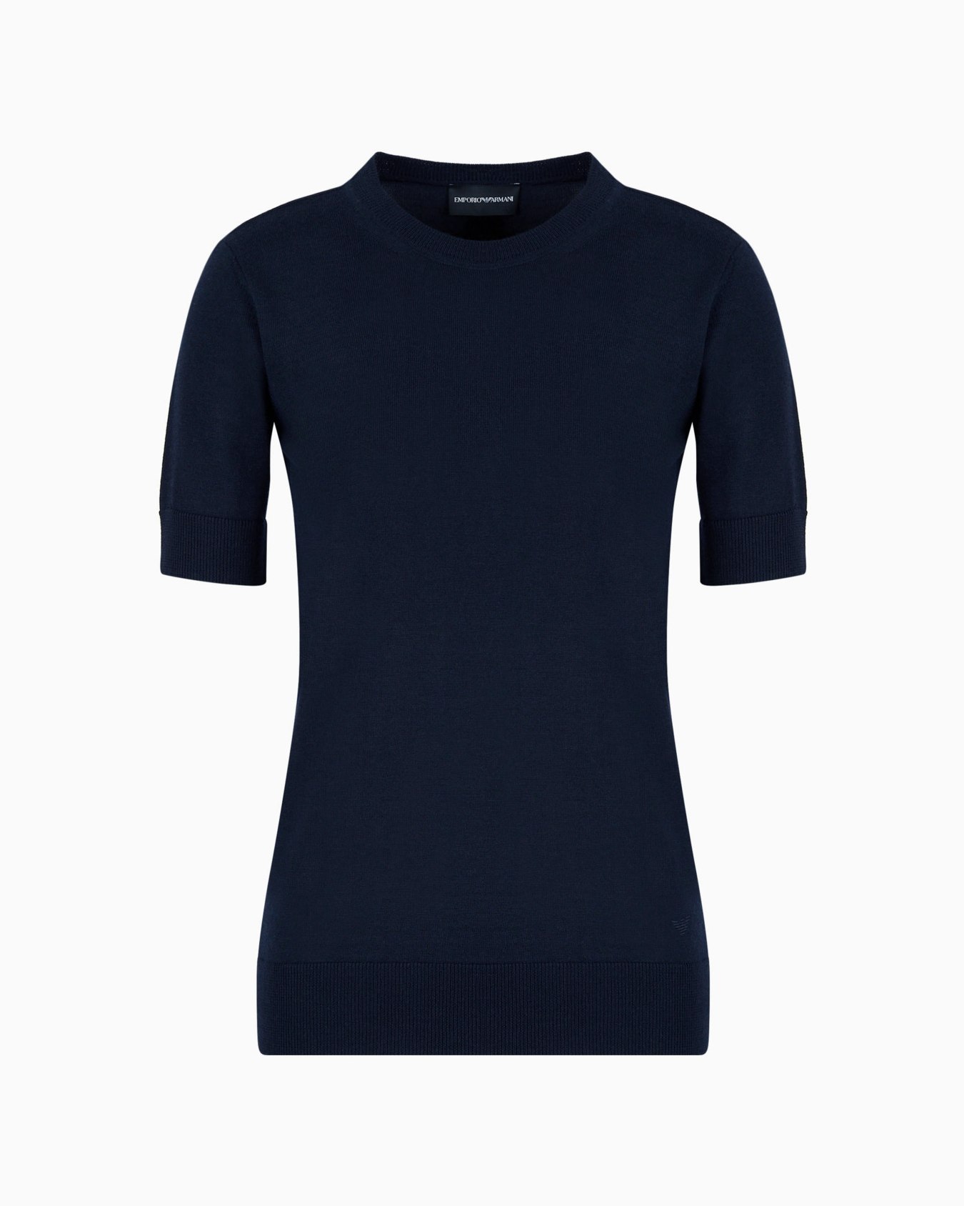 Short-sleeved jumper in plain-knit pure virgin wool Slide 0