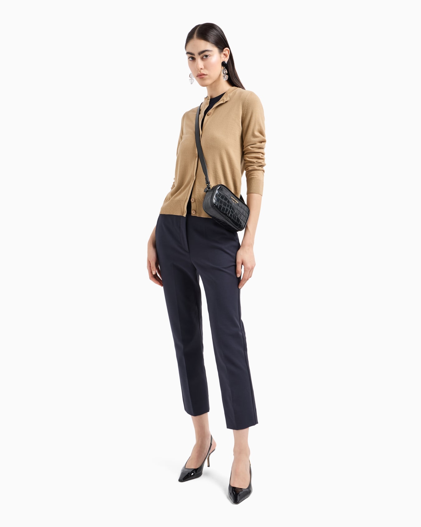 Cardigan in plain-knit, pure virgin wool Slide 3