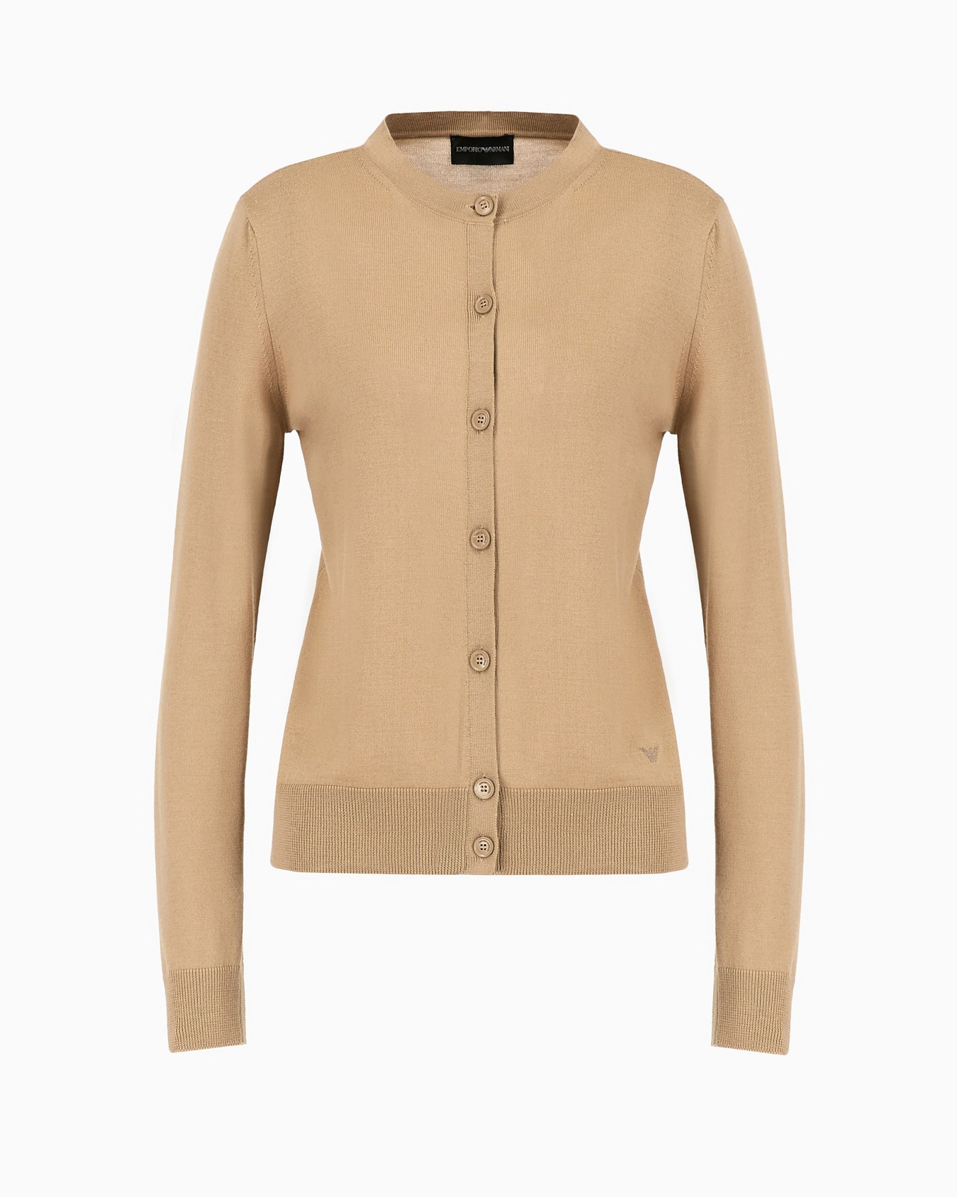 Cardigan in plain-knit, pure virgin wool Slide 0
