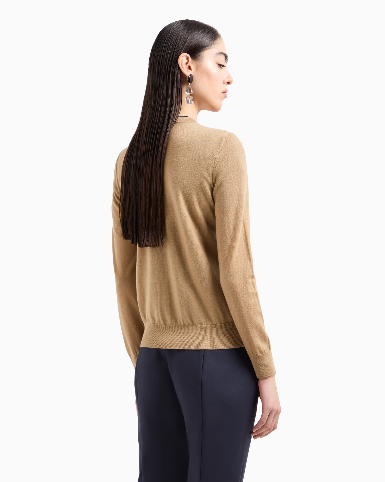 Cardigan in plain-knit, pure virgin wool Slide 2
