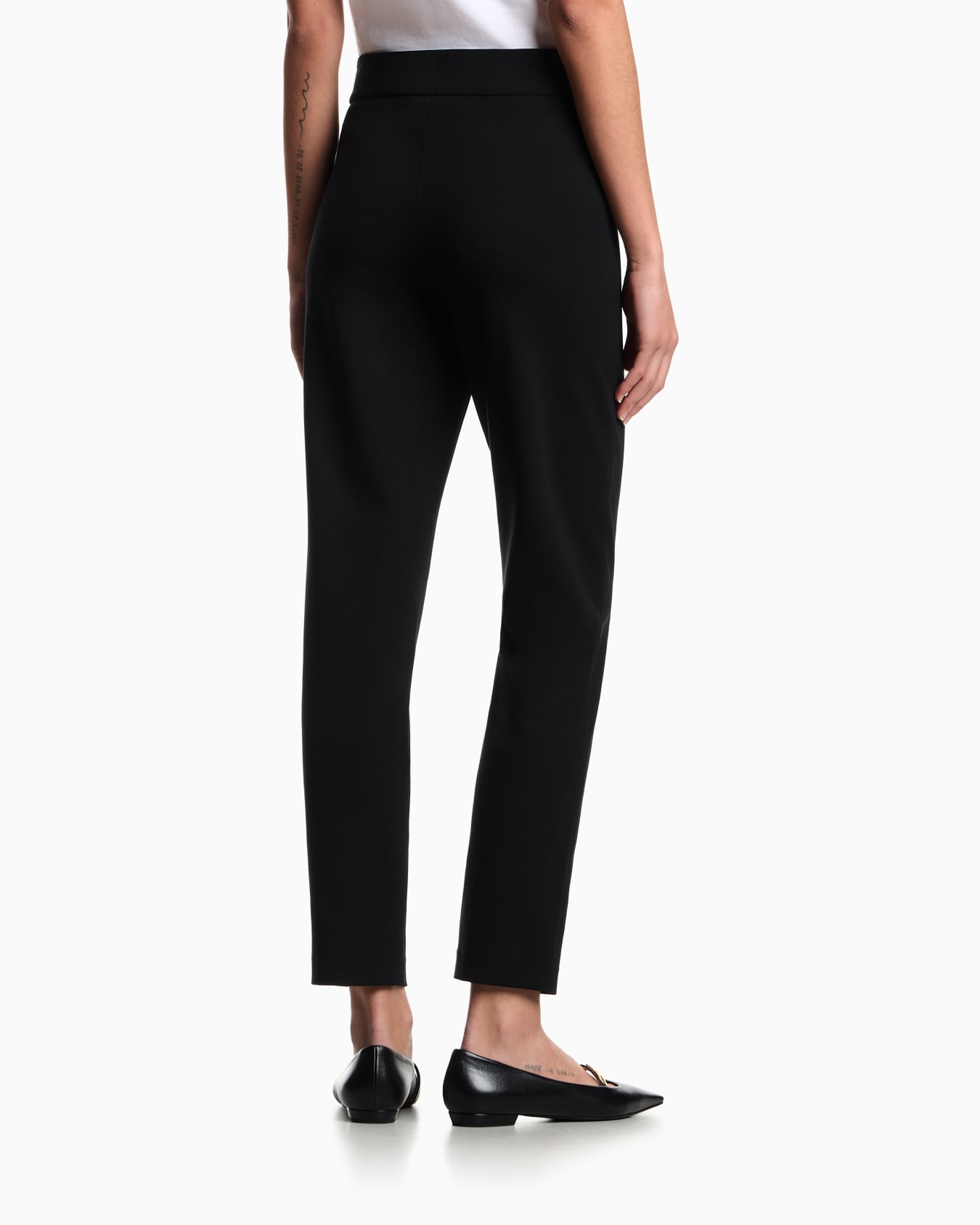 Slim fit trousers in Milano knit fabric with satin band Slide 2