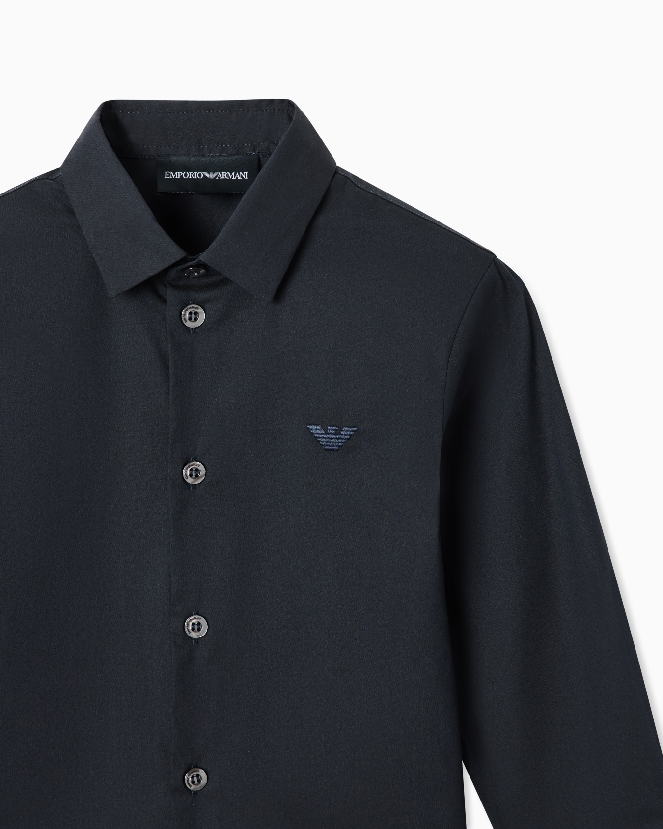 Poplin shirt with monochromatic eagle embroidery Slide 1