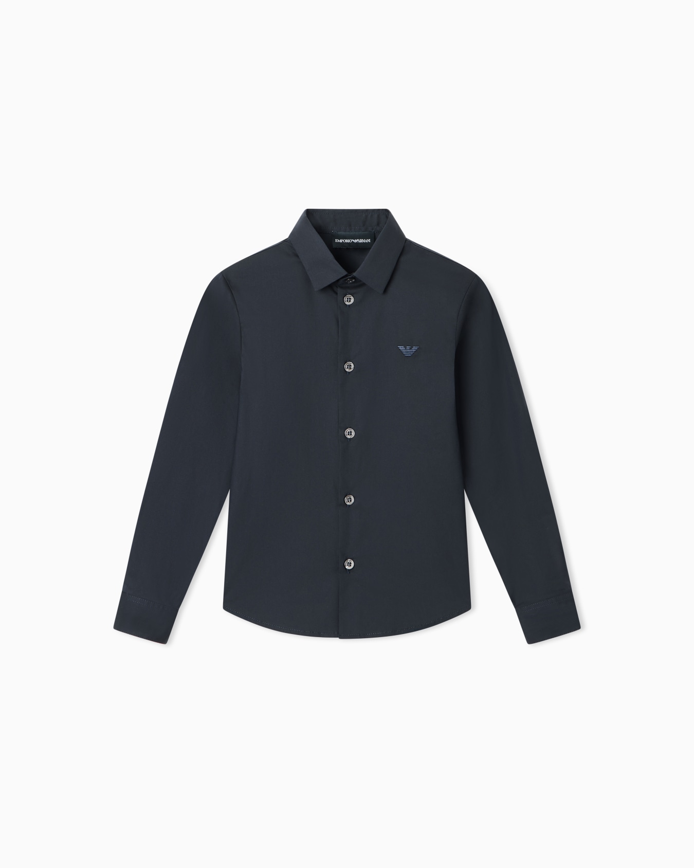 Poplin shirt with monochromatic eagle embroidery Slide 0