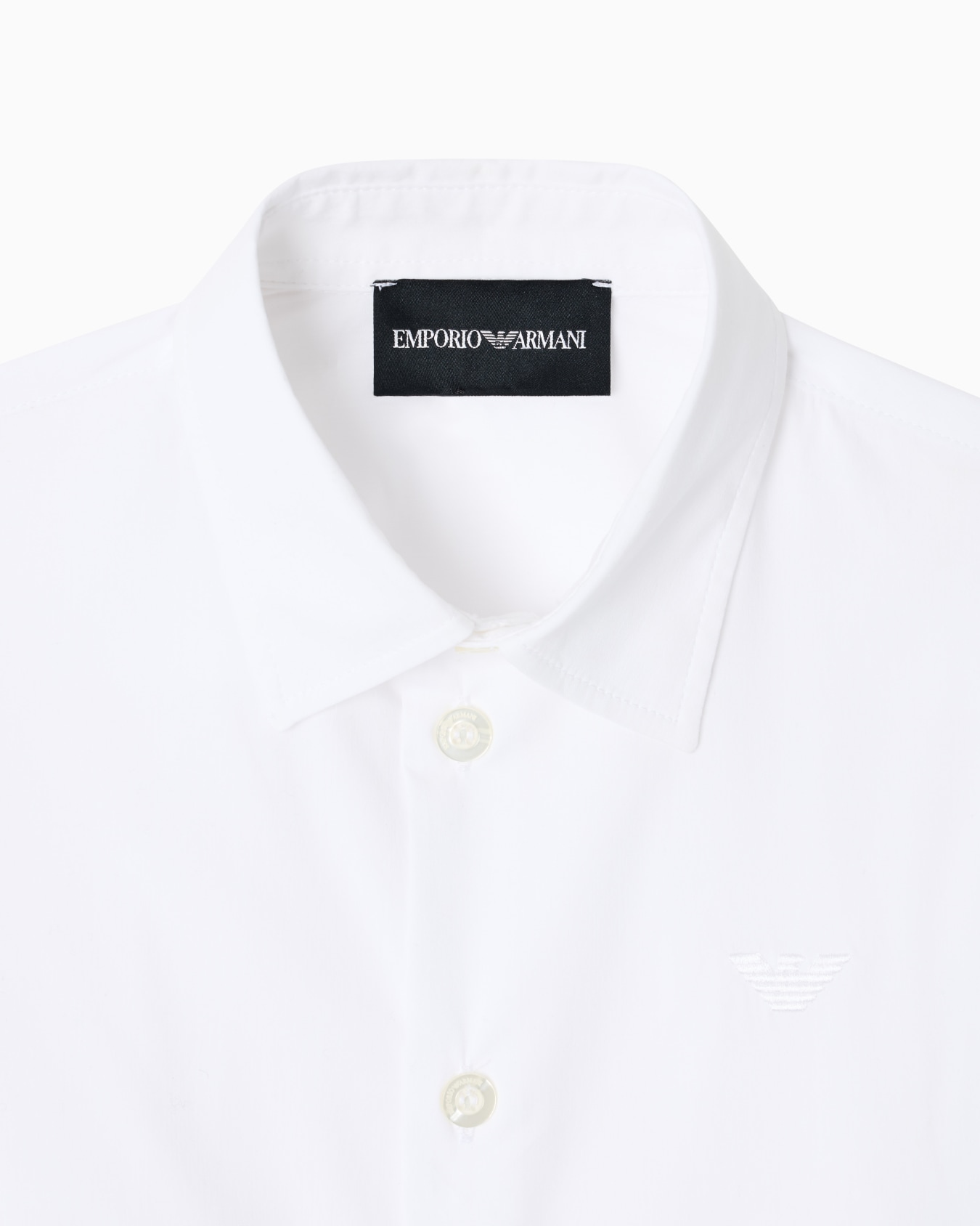 Poplin shirt with monochromatic eagle embroidery Slide 1