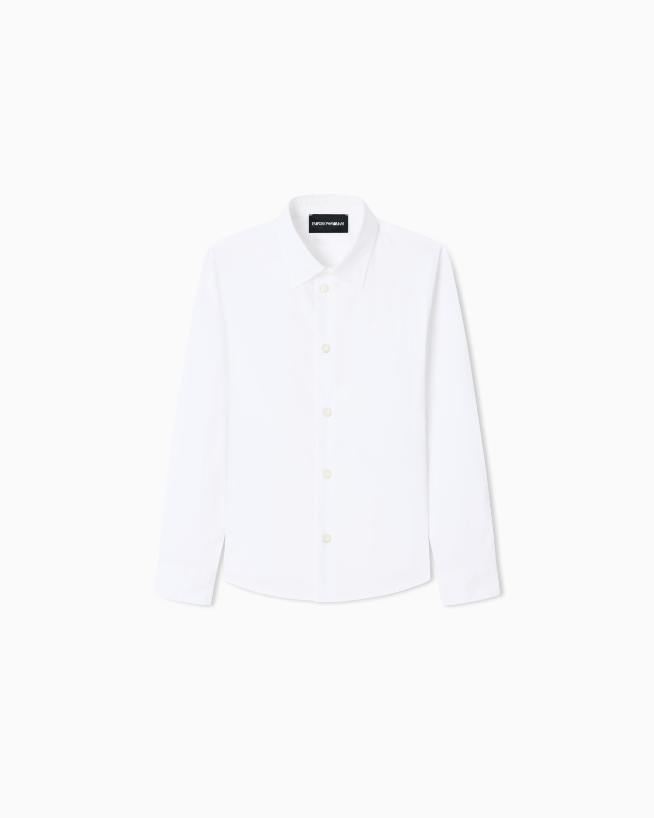 Poplin shirt with monochromatic eagle embroidery Slide 0