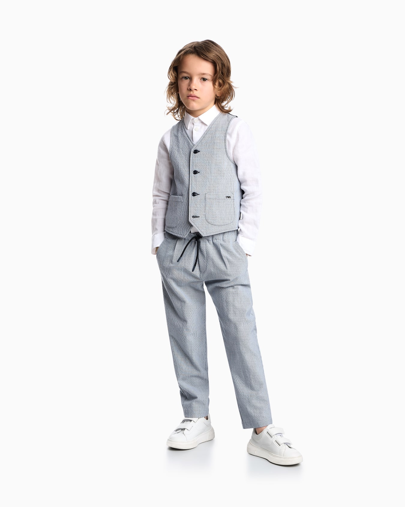 Camicia in lino con ricamo aquila Slide 3