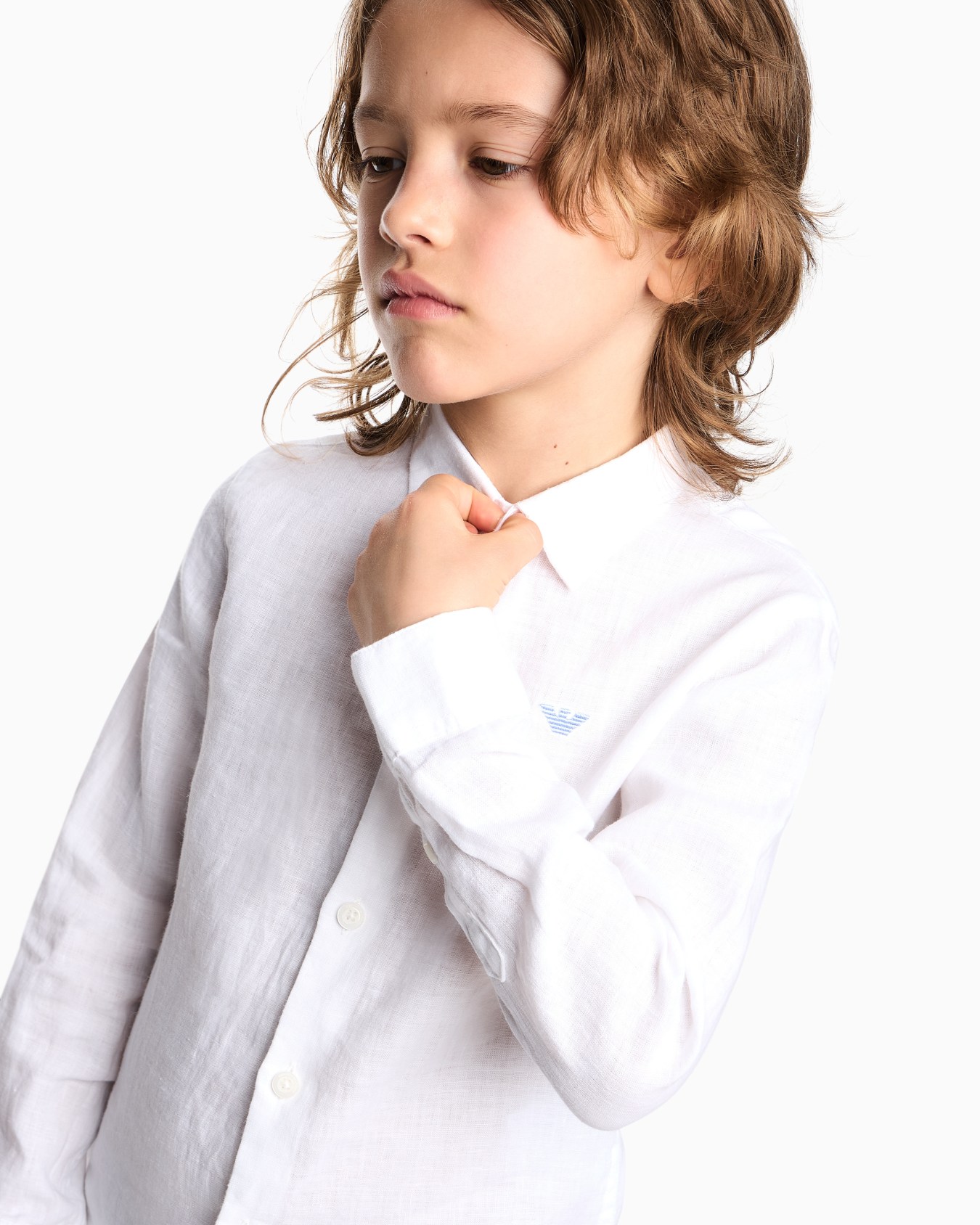 Camicia in lino con ricamo aquila Slide 4