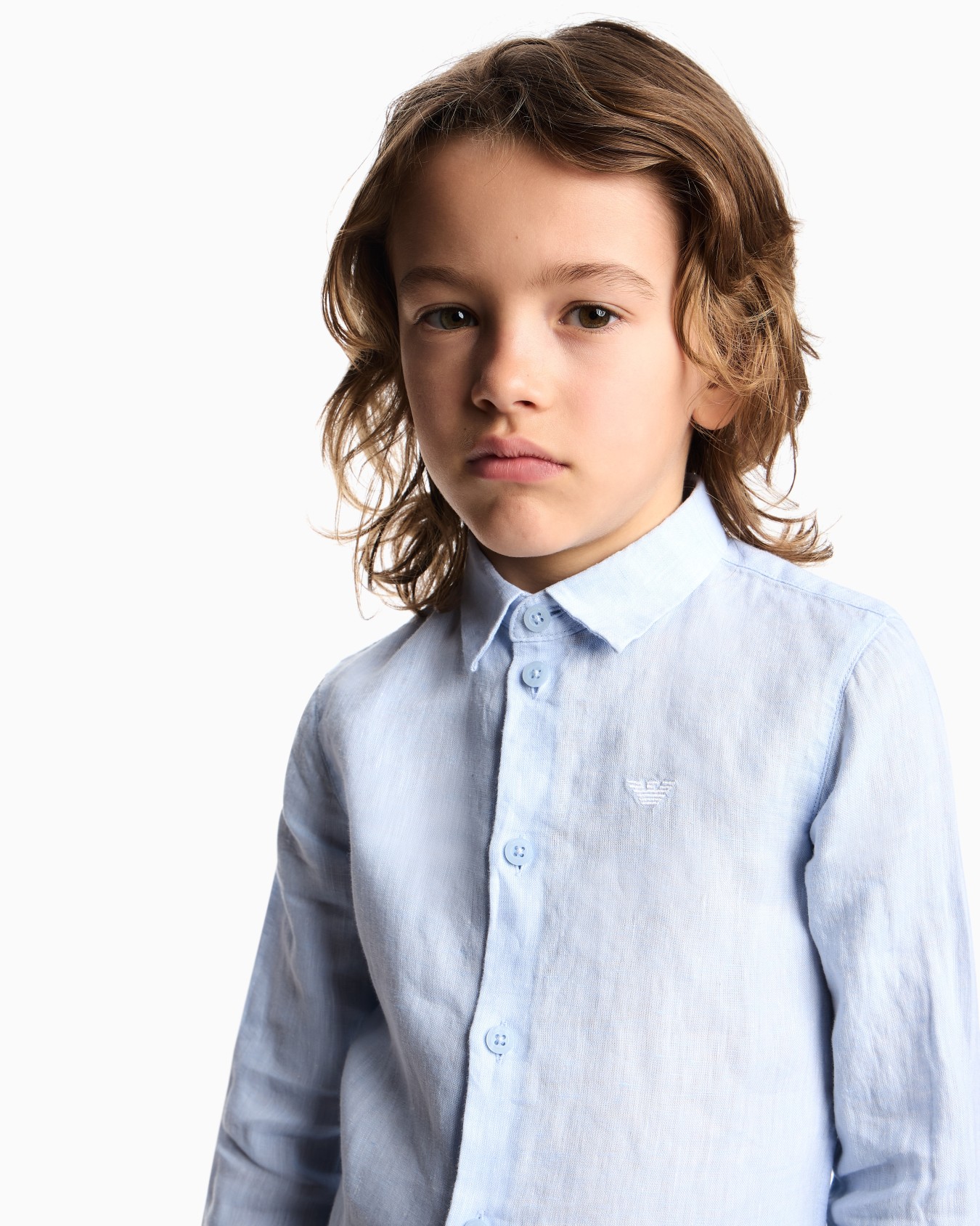 Camicia in lino con ricamo aquila Slide 3