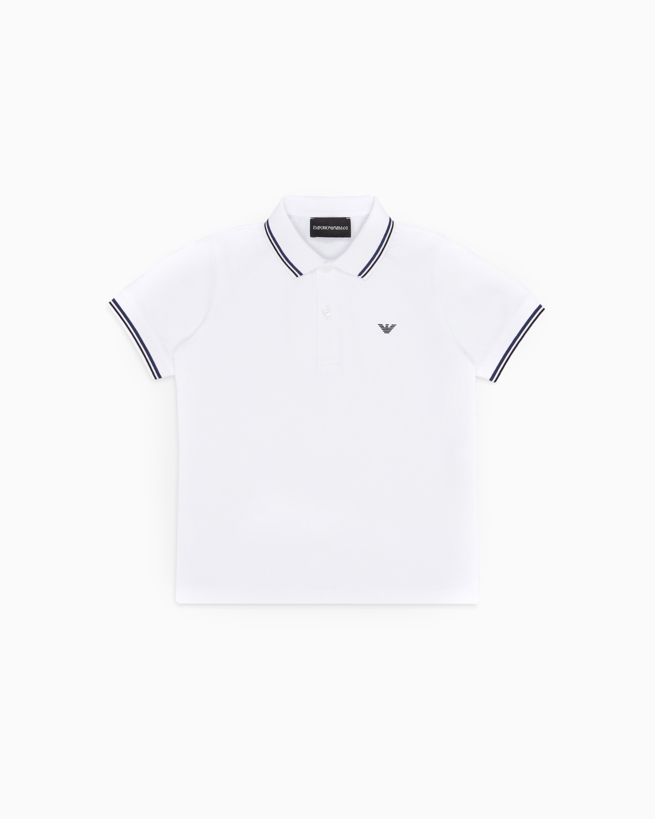Stretch piqué polo shirt with striped trim Slide 0