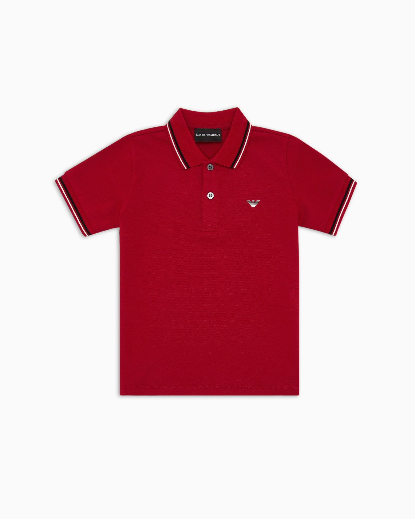 Polo de piqué elástico con bordes a rayas Diapositiva 0