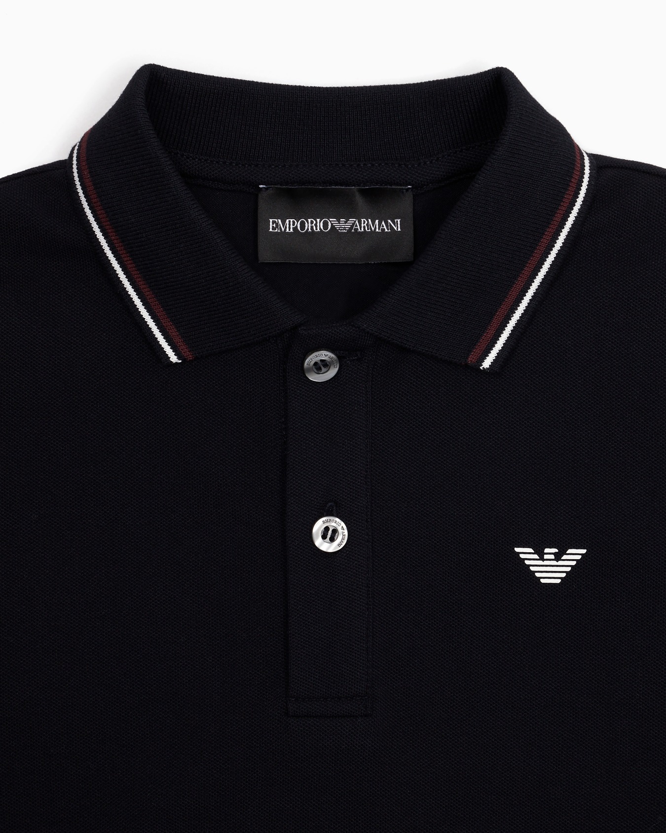 Stretch piqué polo shirt with striped trim Slide 1