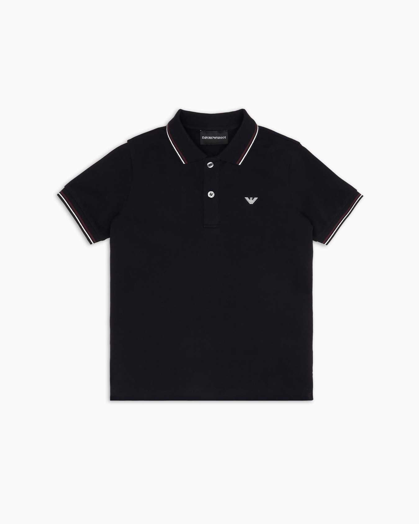Stretch piqué polo shirt with striped trim Slide 0