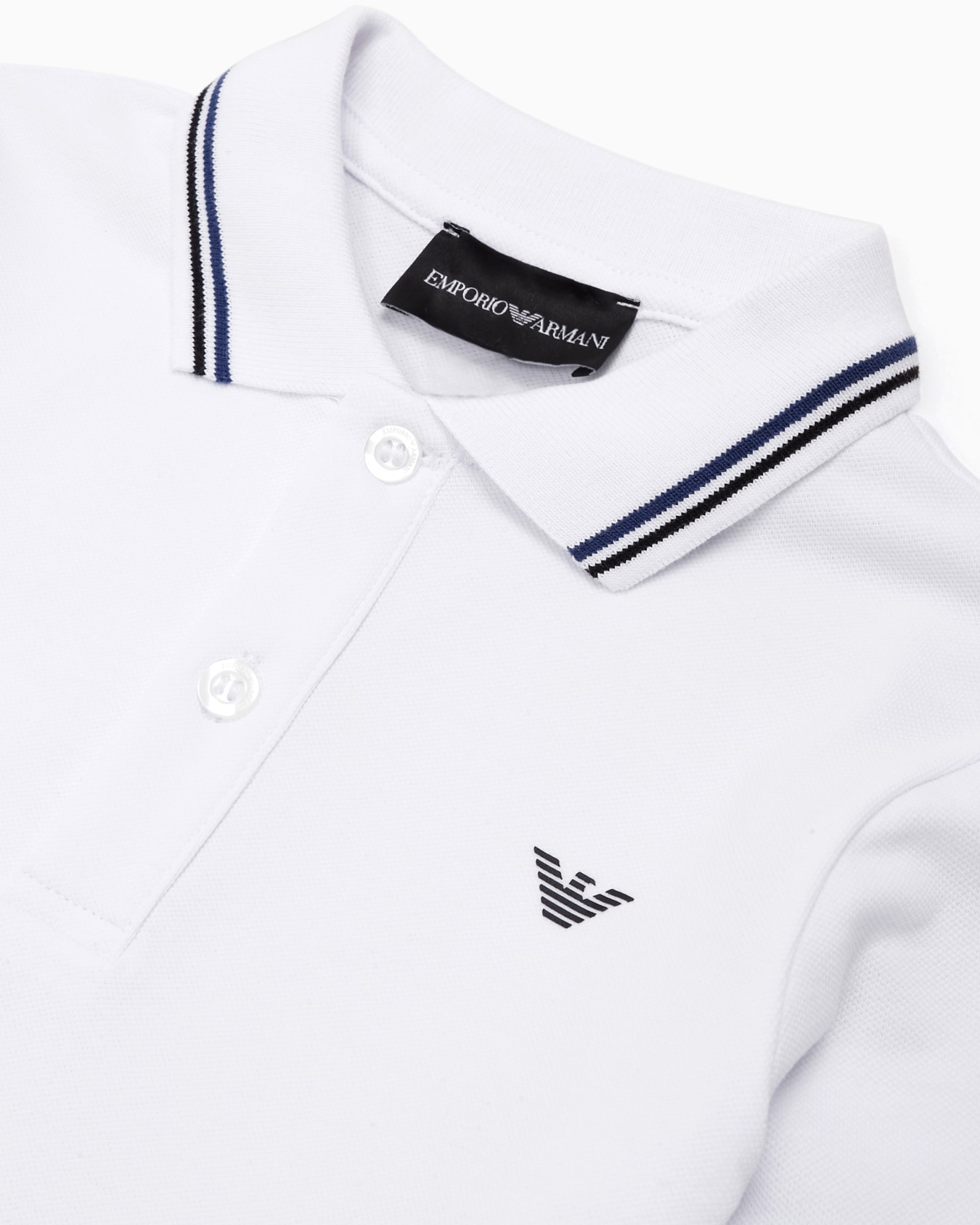Long-sleeved stretch piqué polo shirt with micro eagle embroidery Slide 1